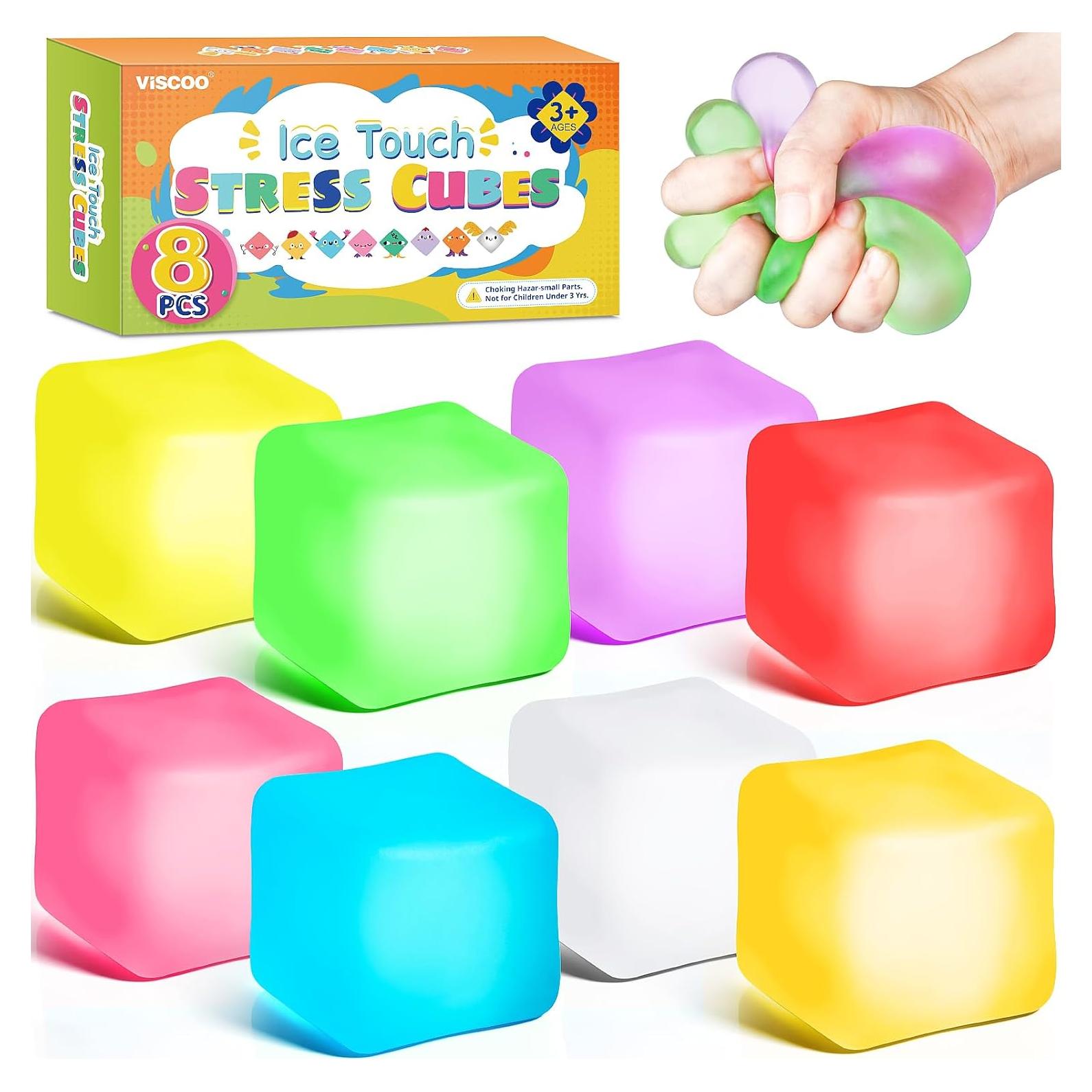 Paquete de 8 Cubos Antiestrés VISCOO 4.6 cm Juguetes Sensoriales