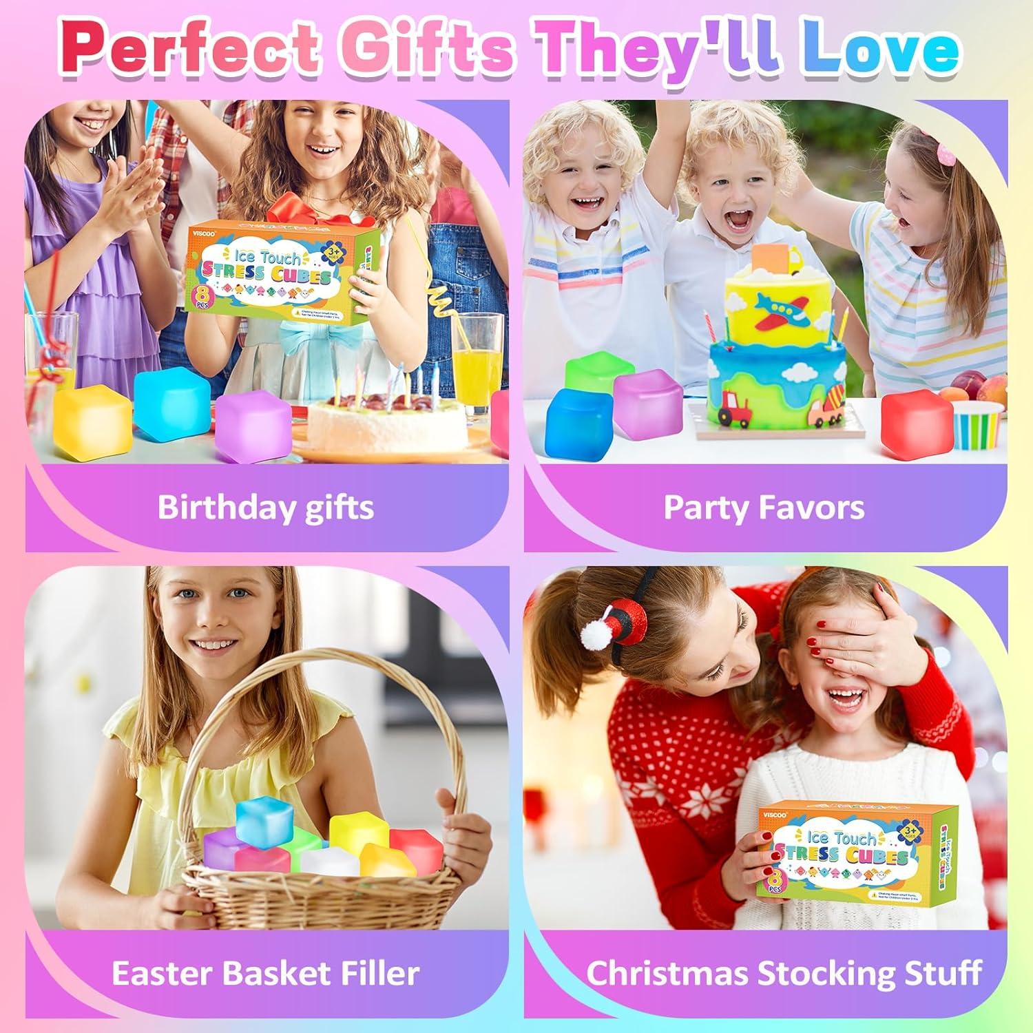 Paquete de 8 Cubos Antiestrés VISCOO 4.6 cm Juguetes Sensoriales