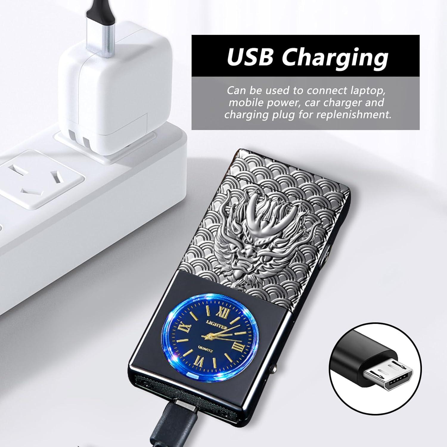 Encendedor Eléctrico Recargable USB COMANYI Dragón Negro