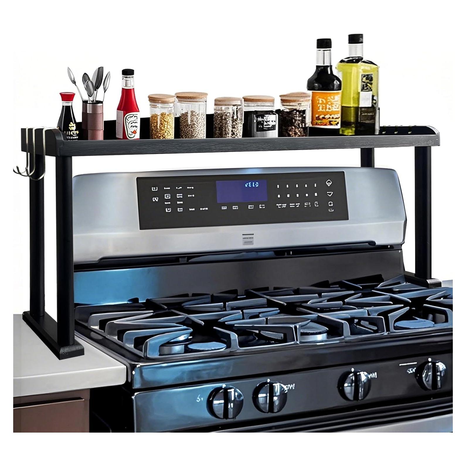 Estante de Especias MAVOTER de Bambú para Cocina Negro 87.9x12.9x34 cm