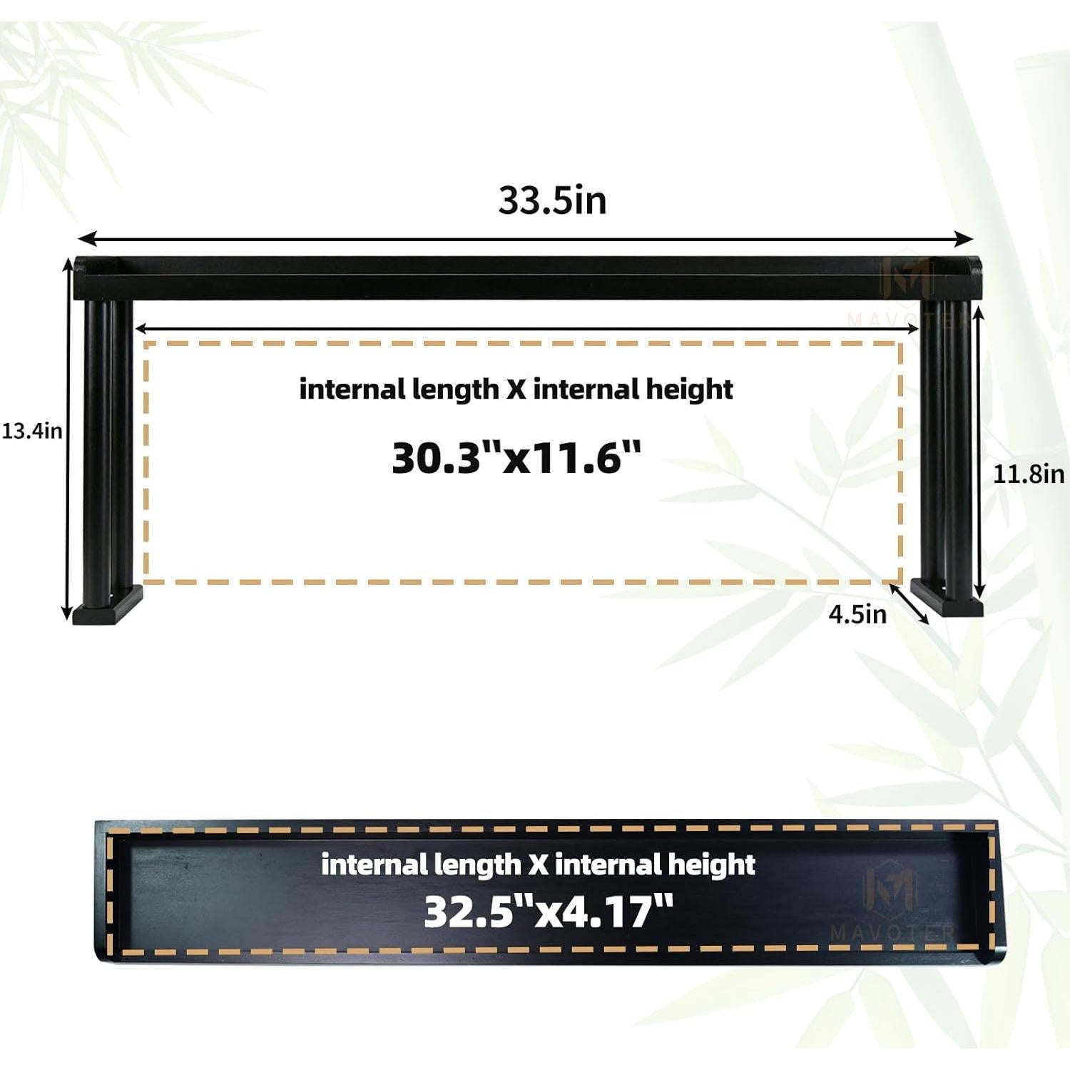 Estante de Especias MAVOTER de Bambú para Cocina Negro 87.9x12.9x34 cm