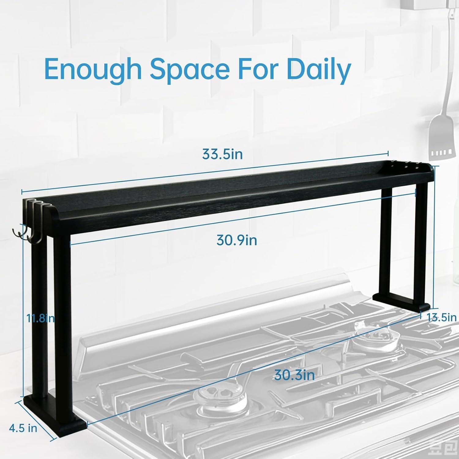 Estante de Especias MAVOTER de Bambú para Cocina Negro 87.9x12.9x34 cm