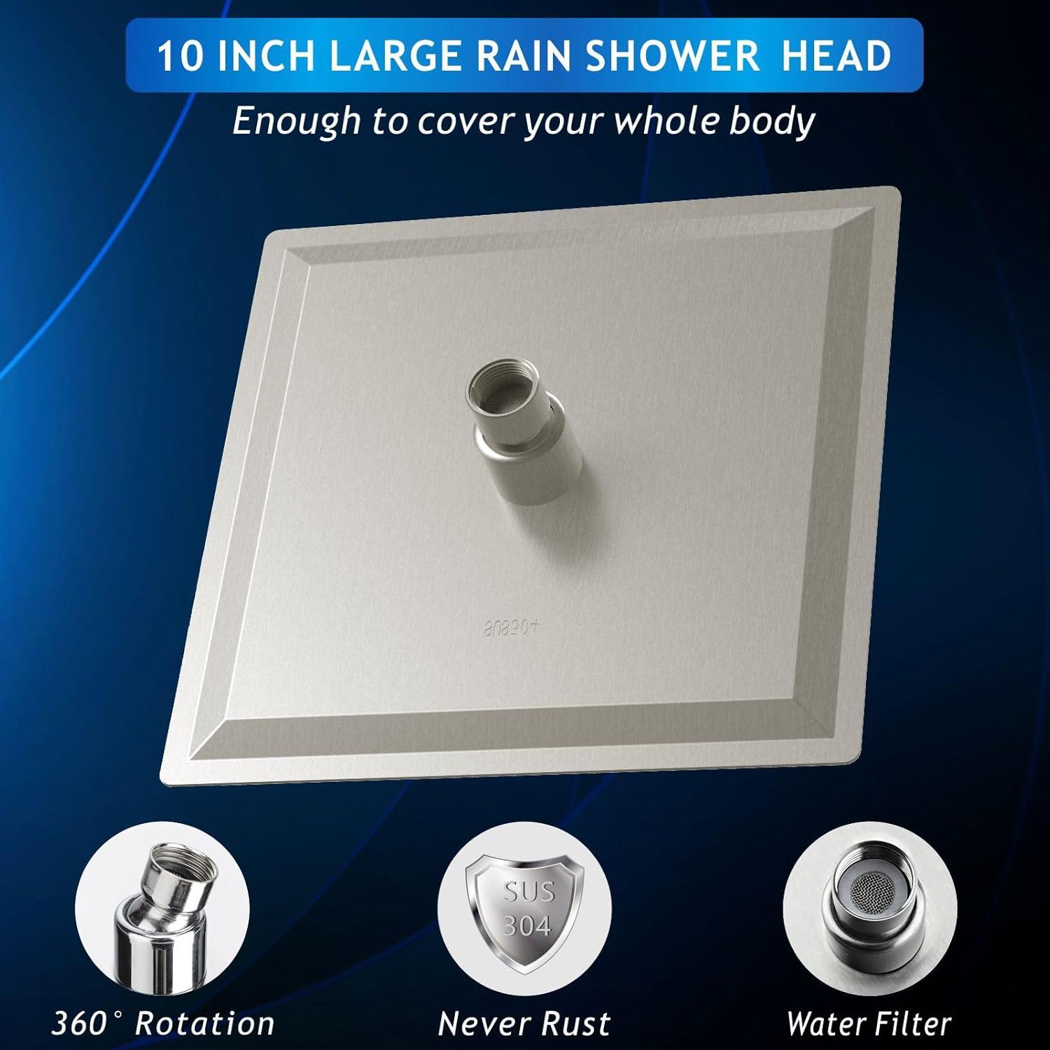 Cabezal de Ducha de Lluvia Voolan 25.4 cm Acero Inoxidable Níquel