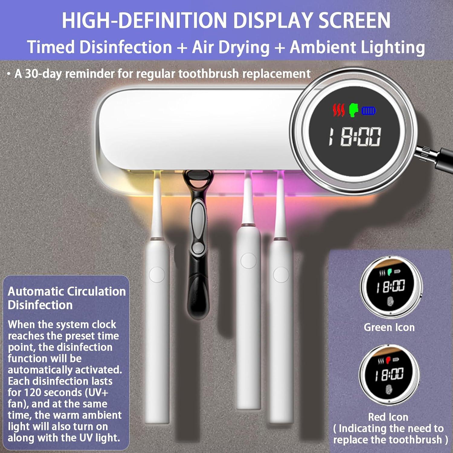 Soporte de Cepillos de Dientes Wekity con Luz y Limpieza Automática