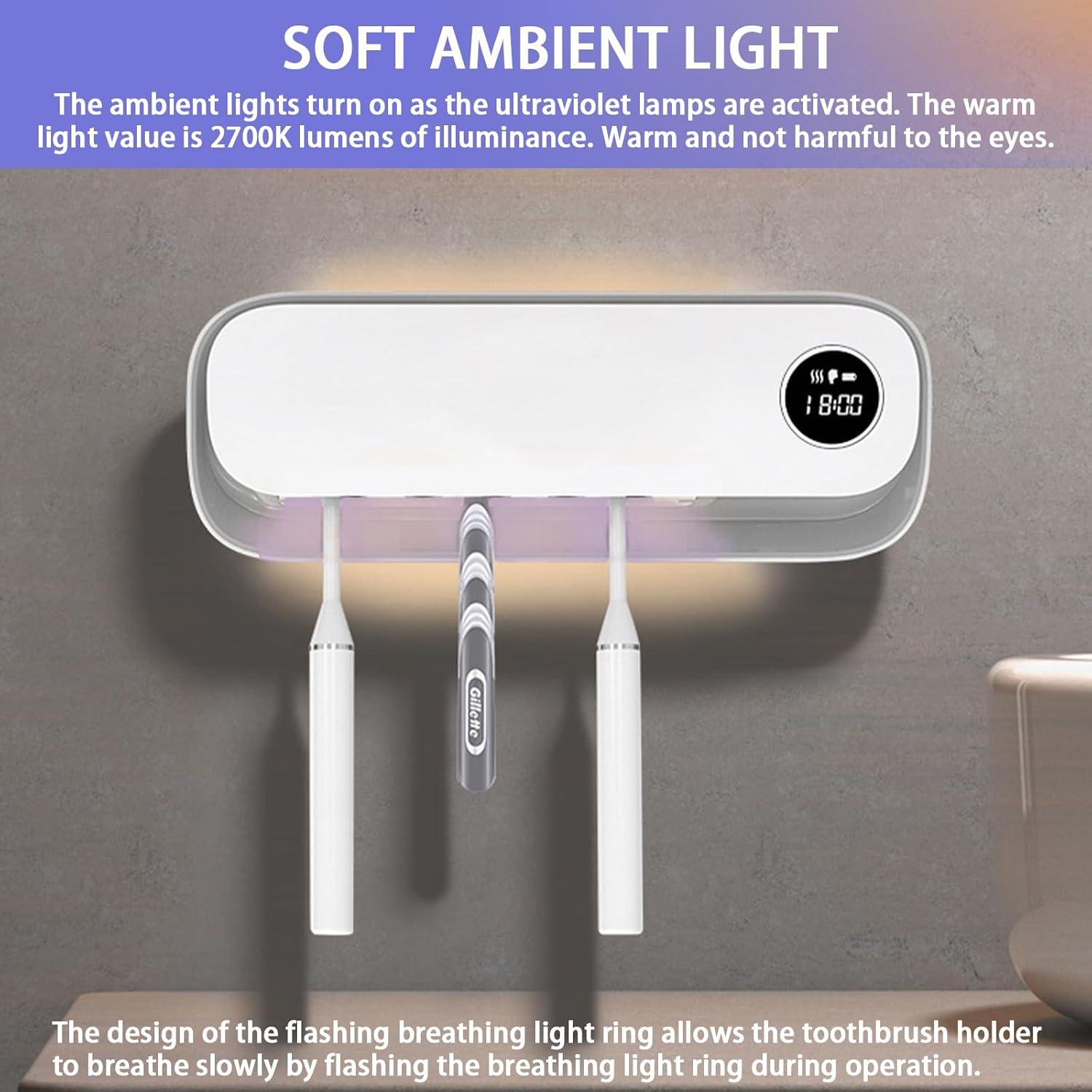 Soporte de Cepillos de Dientes Wekity con Luz y Limpieza Automática