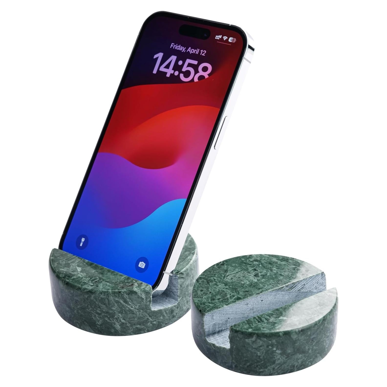 Soporte de Teléfono Celular de Mármol Verde Esmeralda TransMarble