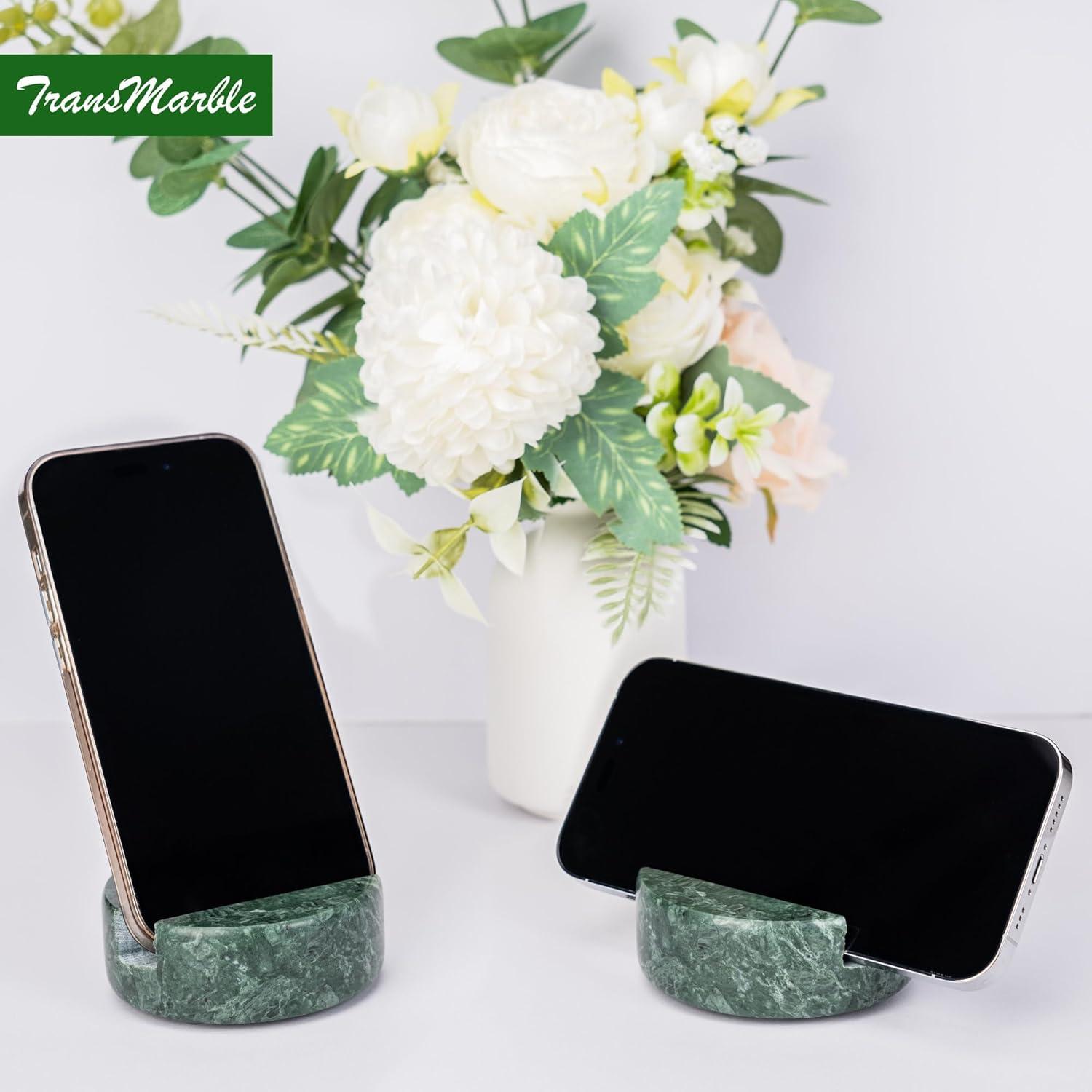 Soporte de Teléfono Celular de Mármol Verde Esmeralda TransMarble