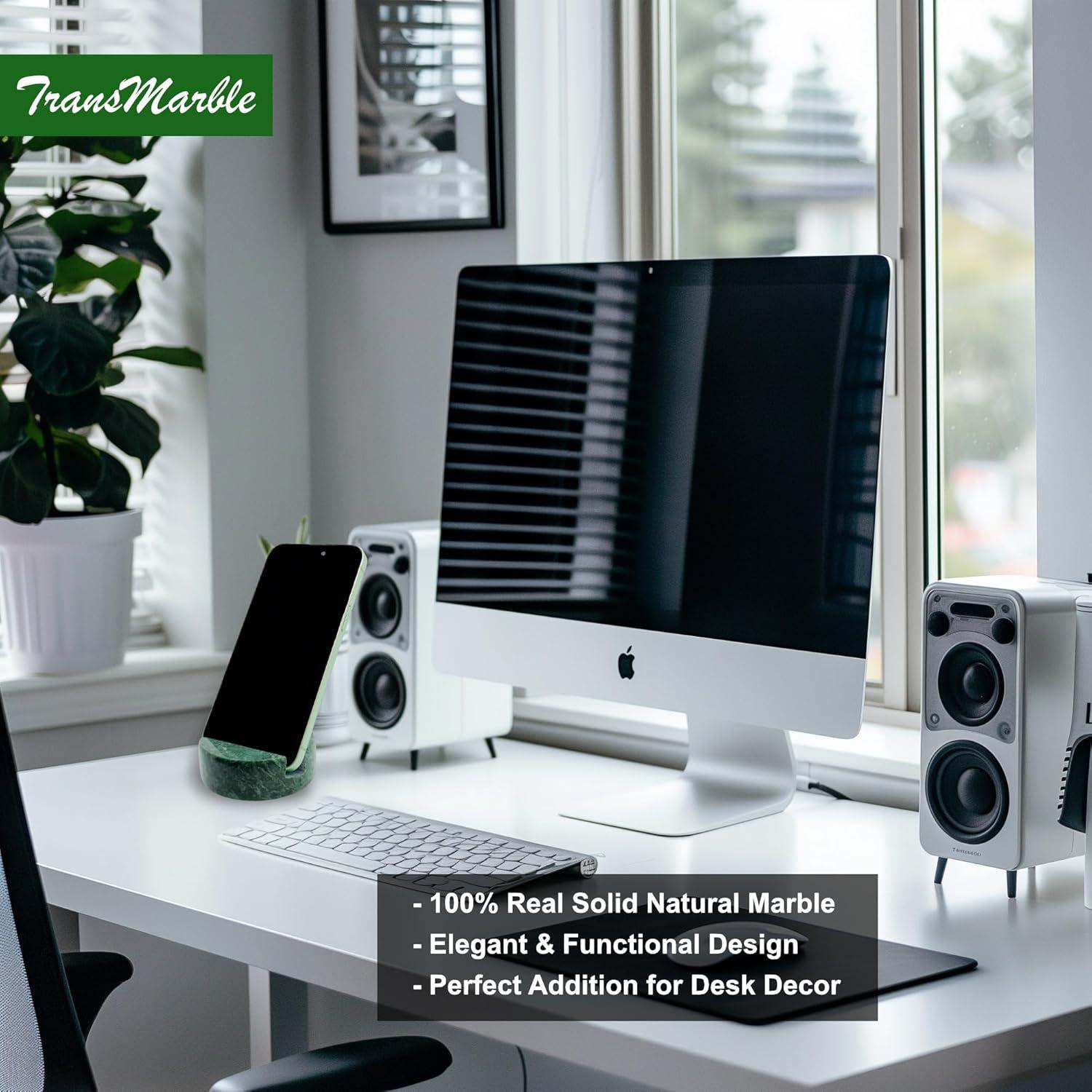 Soporte de Teléfono Celular de Mármol Verde Esmeralda TransMarble