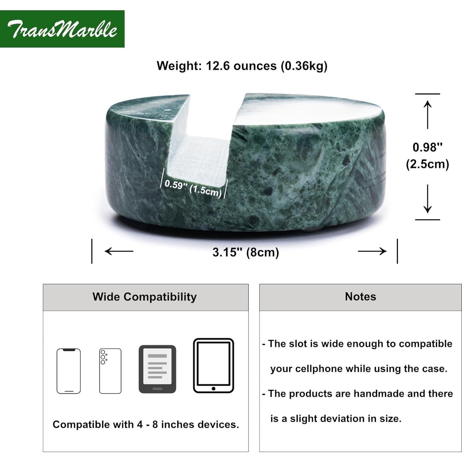 Soporte de Teléfono Celular de Mármol Verde Esmeralda TransMarble