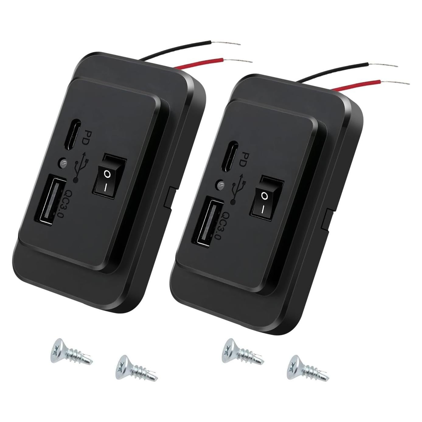 Panel de Carga USB RV UNNESTAR con Interruptor 12V-26V QC3.0