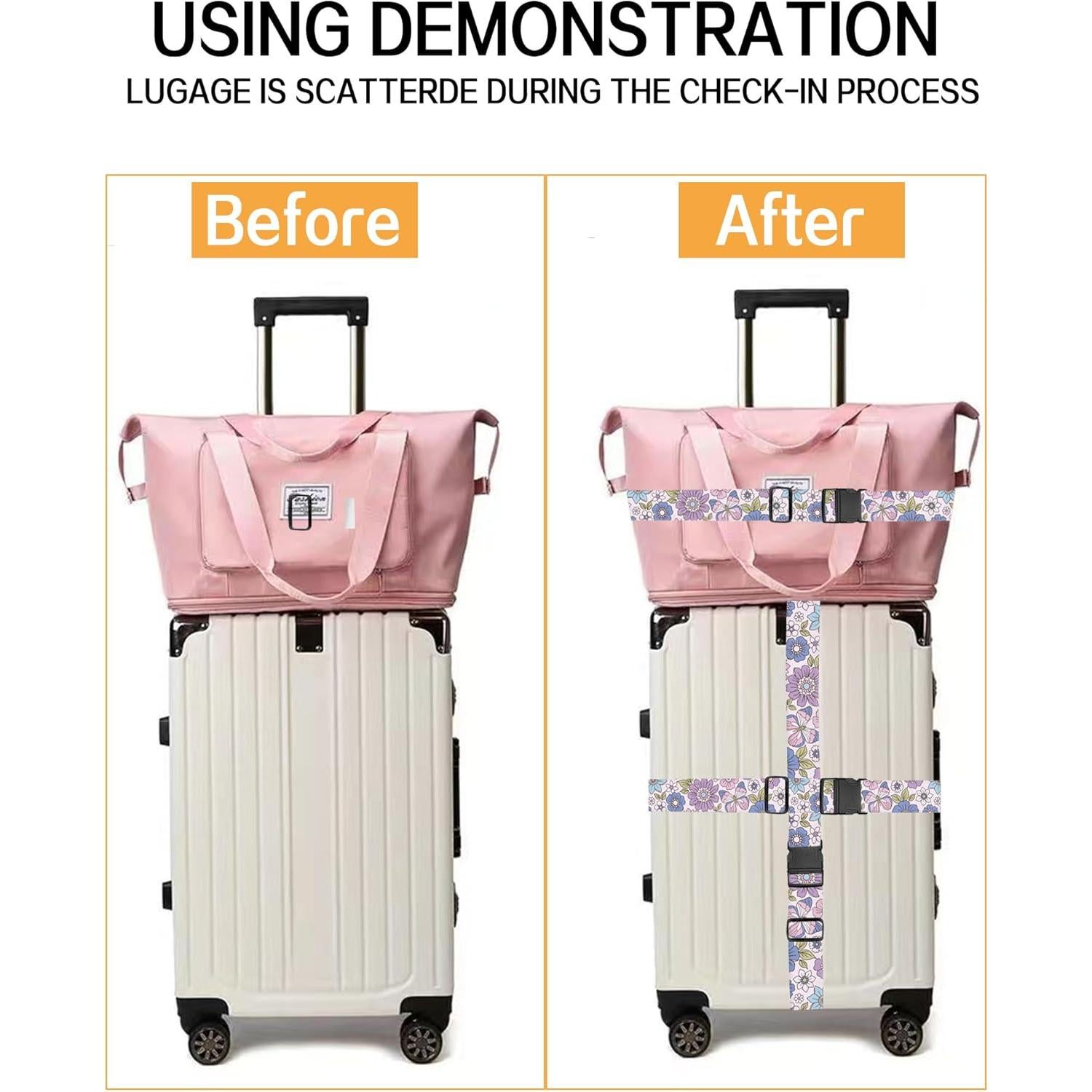 Correas de Equipaje Ajustables ASJHFDIR - Flores Coloridas