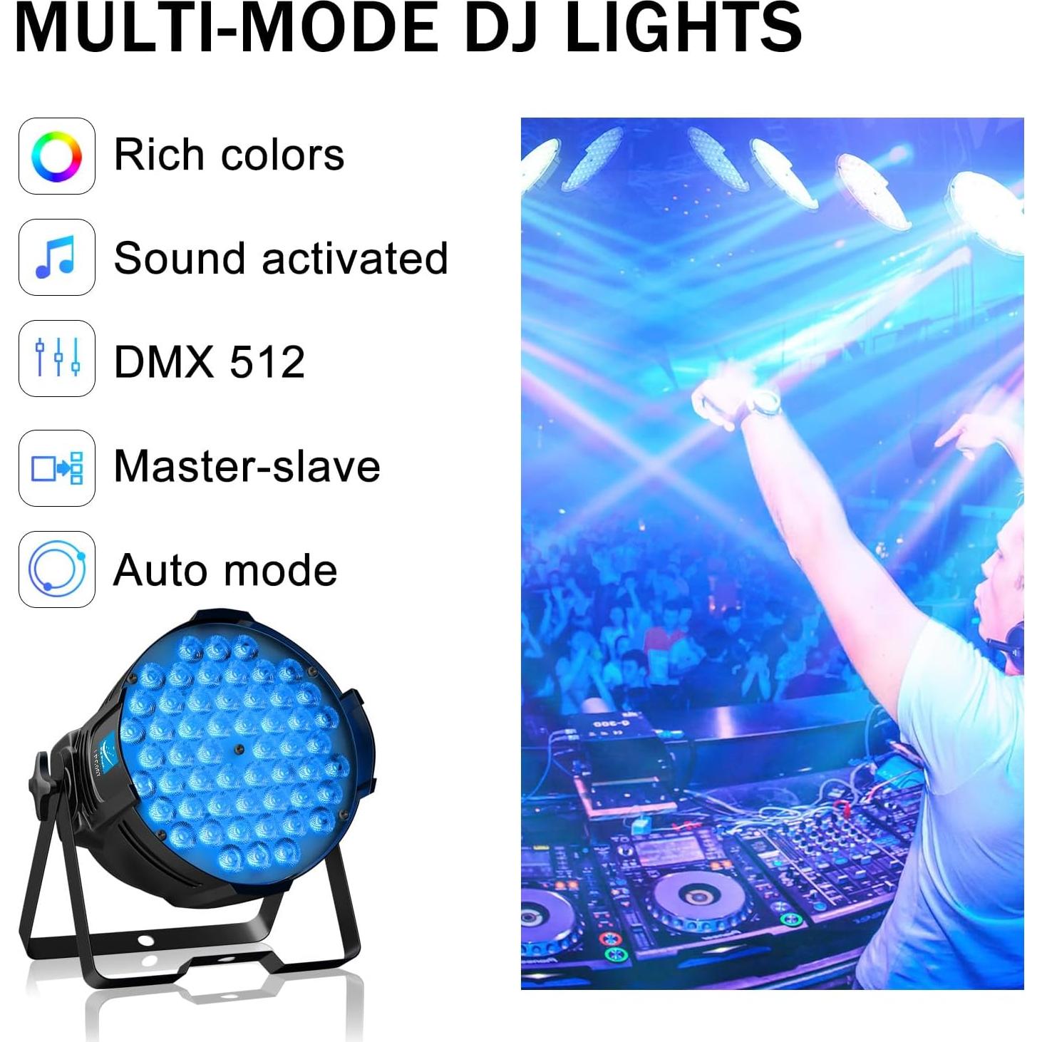 Luces de escenario LED Big Dipper 54x3W RGB paquete de 4