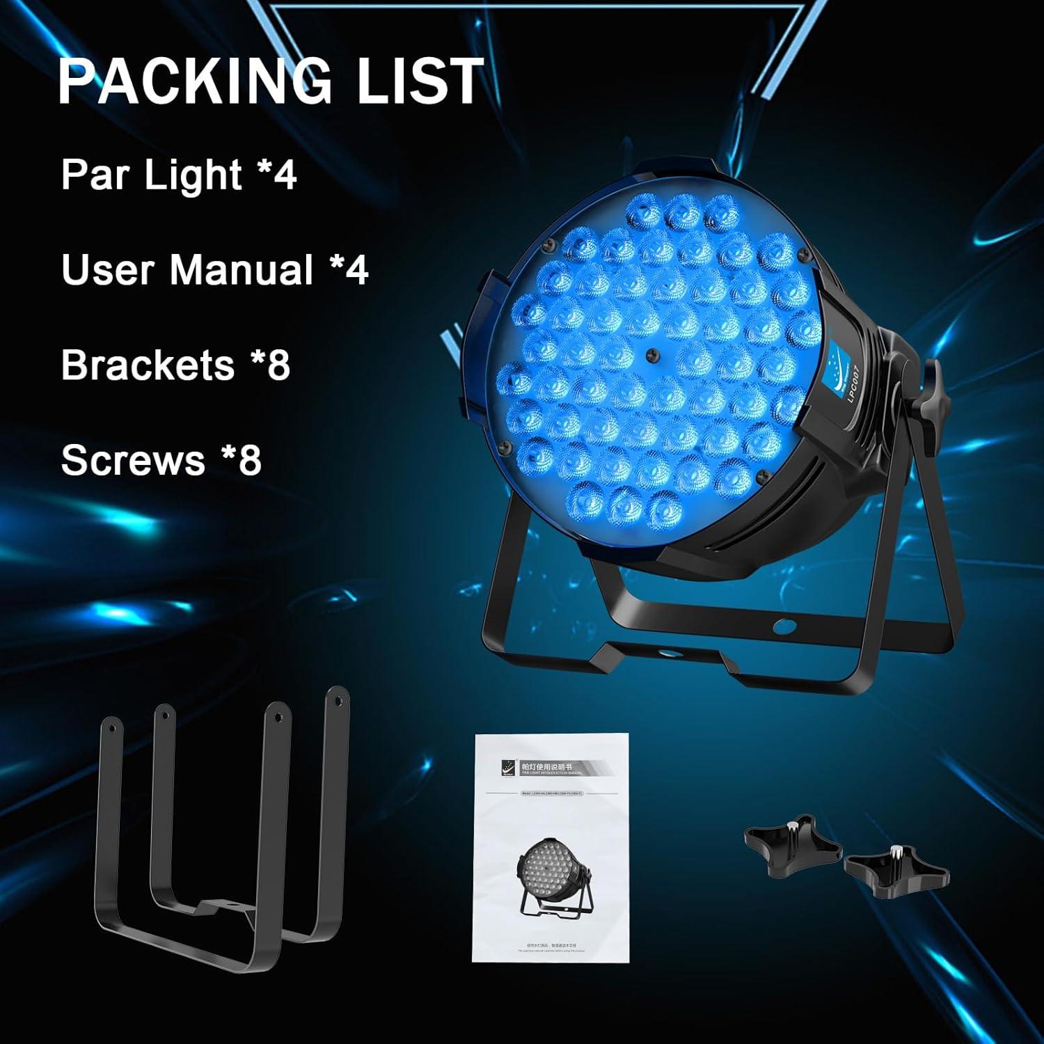 Luces de escenario LED Big Dipper 54x3W RGB paquete de 4