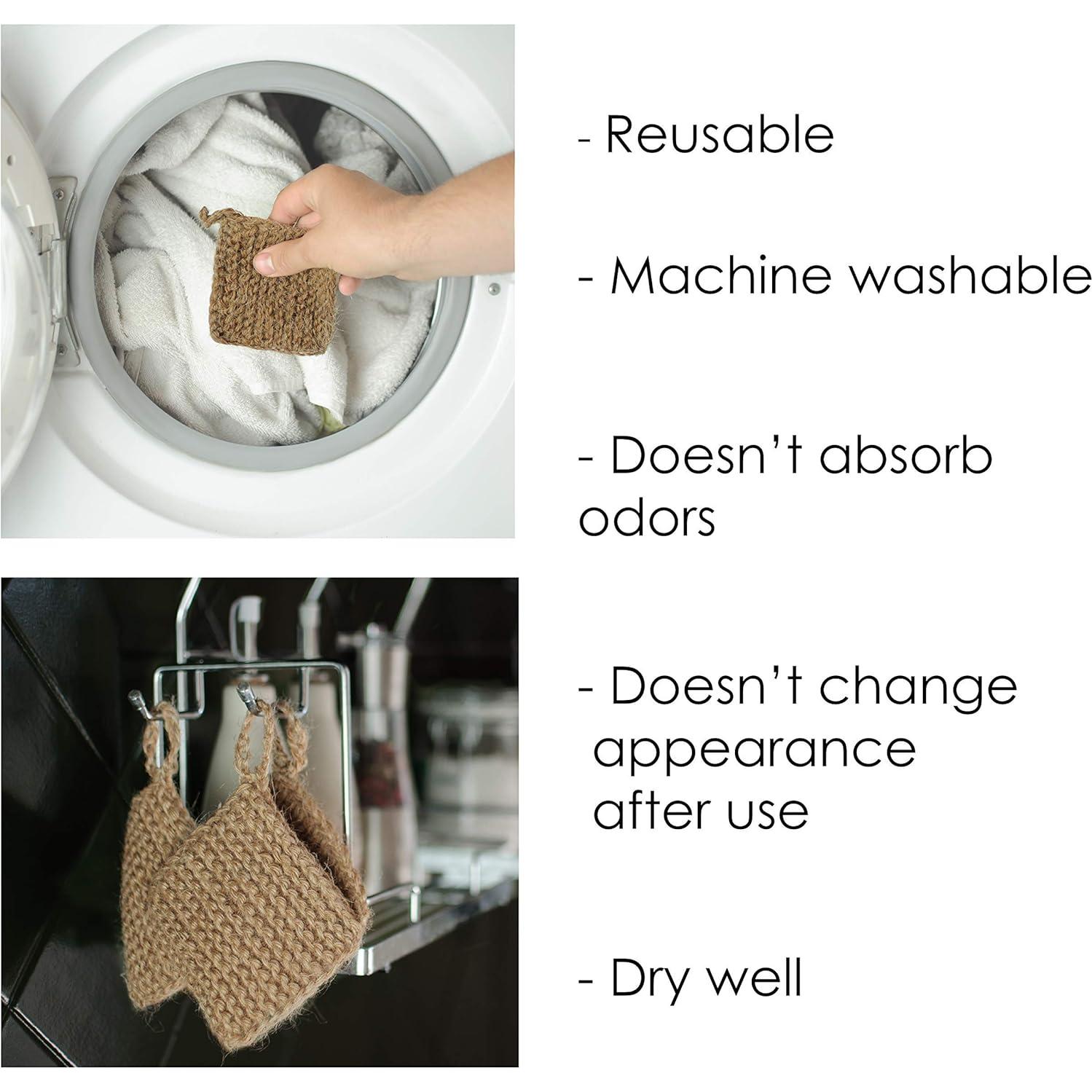 Esponjas de Cañamo Natural KOLO - Set de 3 Biodegradables 10x10 cm