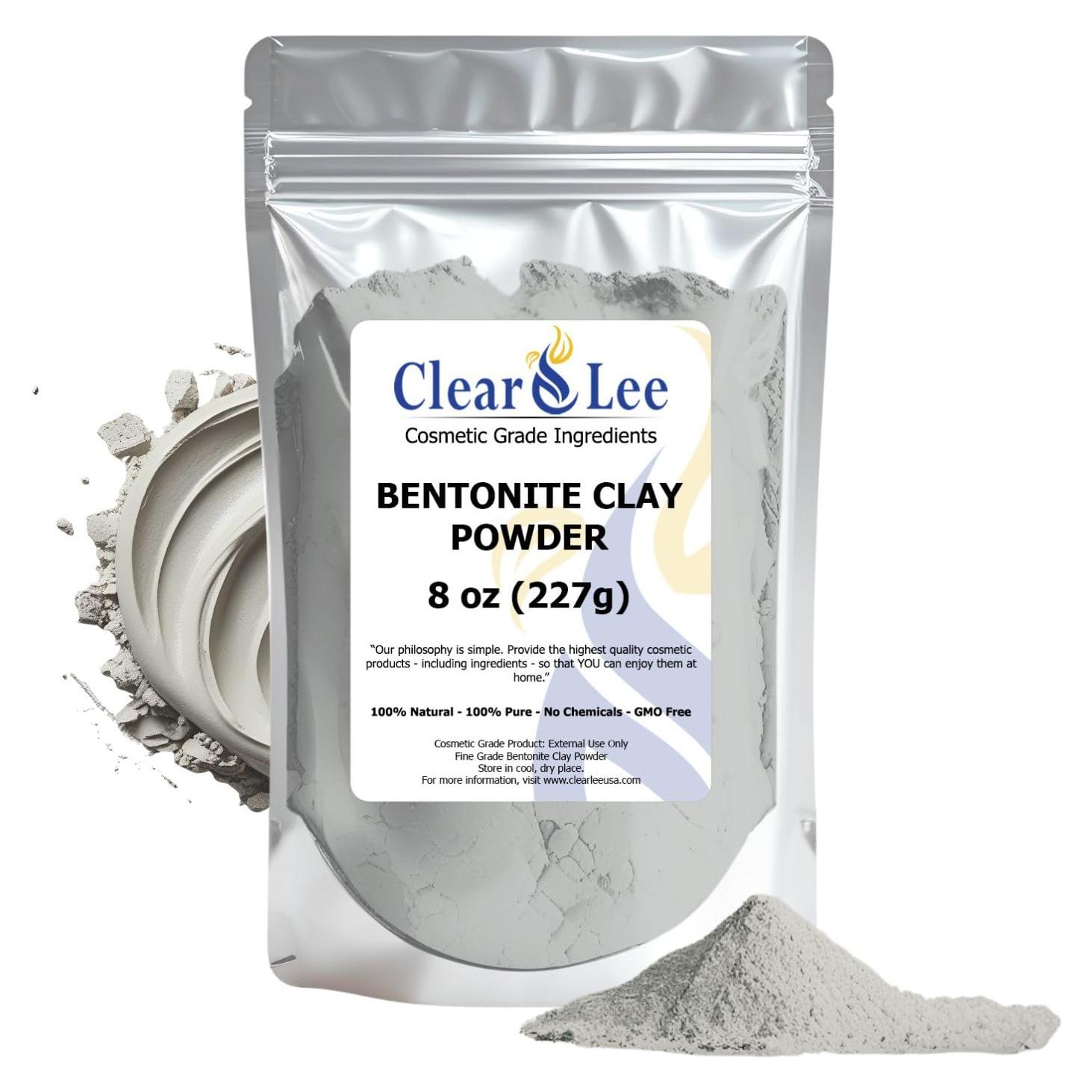 Polvo de Arcilla Bentonita ClearLee 226.8 g - Grado Cosmético Puro
