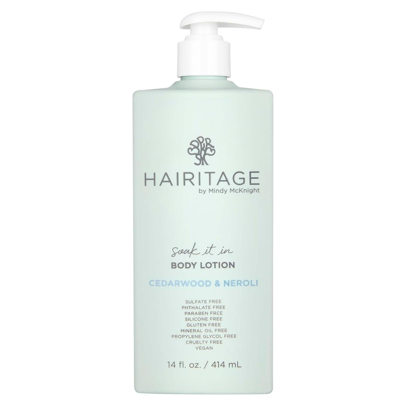 Loción Corporal Hidratante Hairitage 414 ml - Madera de Cedro y Neroli - Niacinamida y Aceite de Jojoba