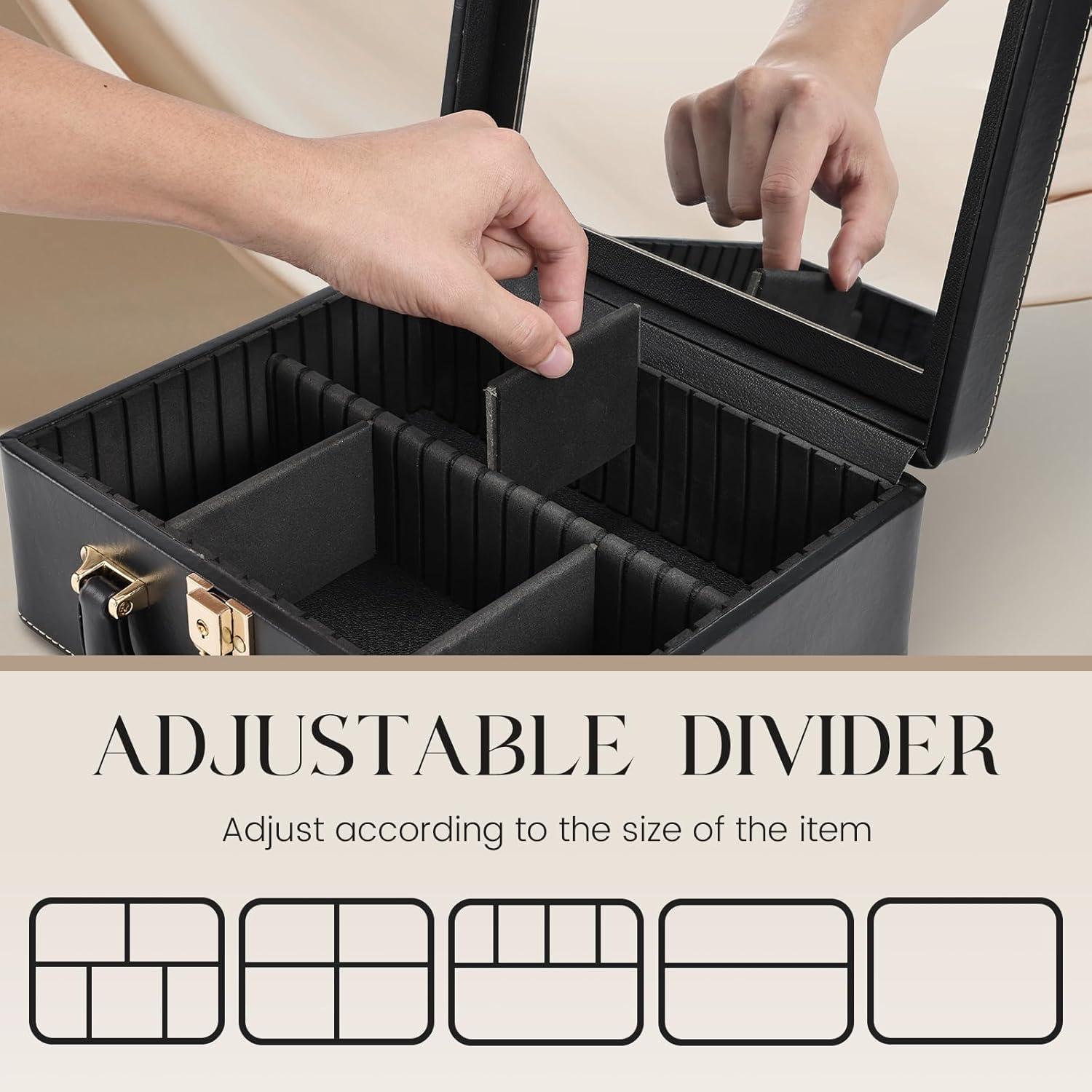 Estuche de Maquillaje de Viaje Joligrace Negro con Espejo