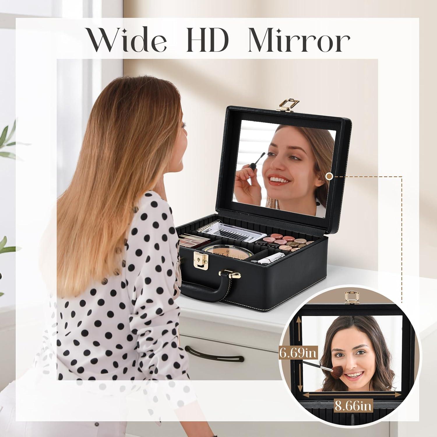 Estuche de Maquillaje de Viaje Joligrace Negro con Espejo