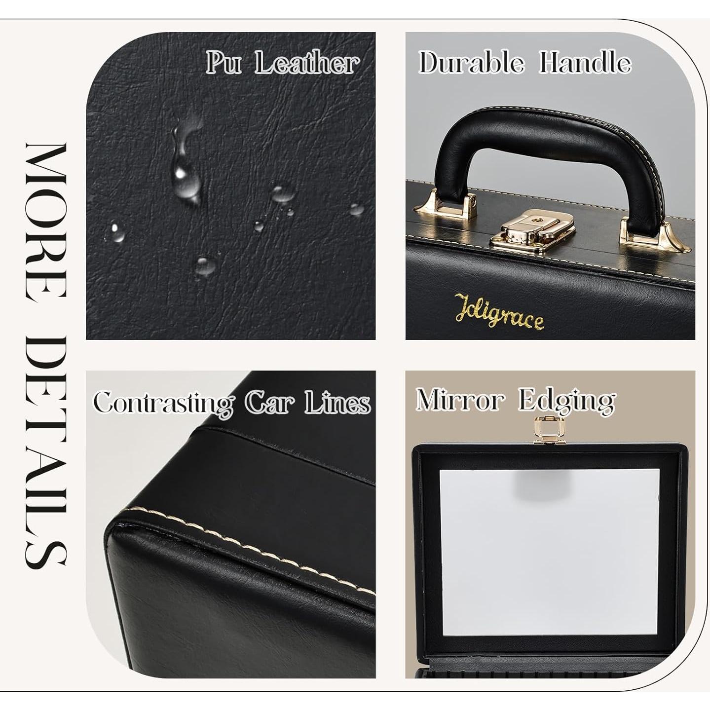 Estuche de Maquillaje de Viaje Joligrace Negro con Espejo