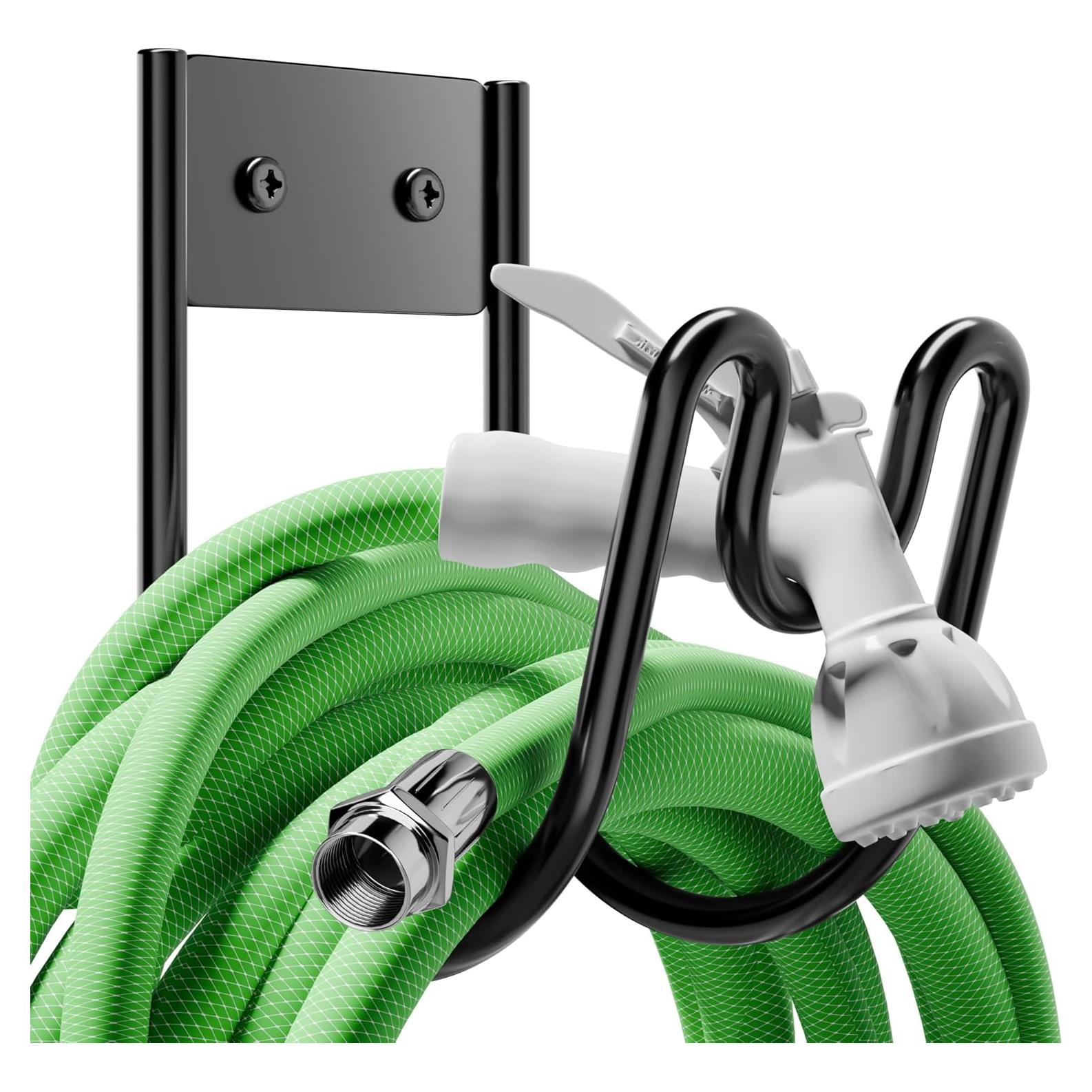 Soporte de Manguera de Jardín Josmimic Negro Montaje en Pared