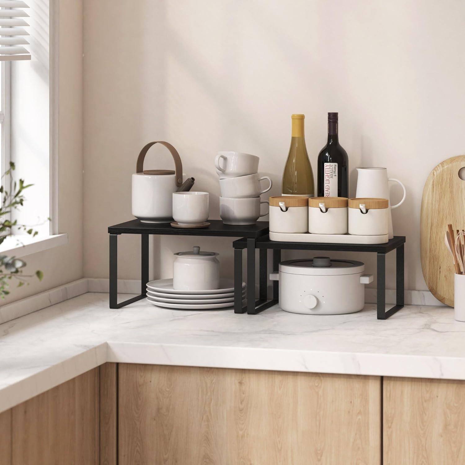 Juego de 4 Estantes Organizadores de Cocina Selefrecos Negro