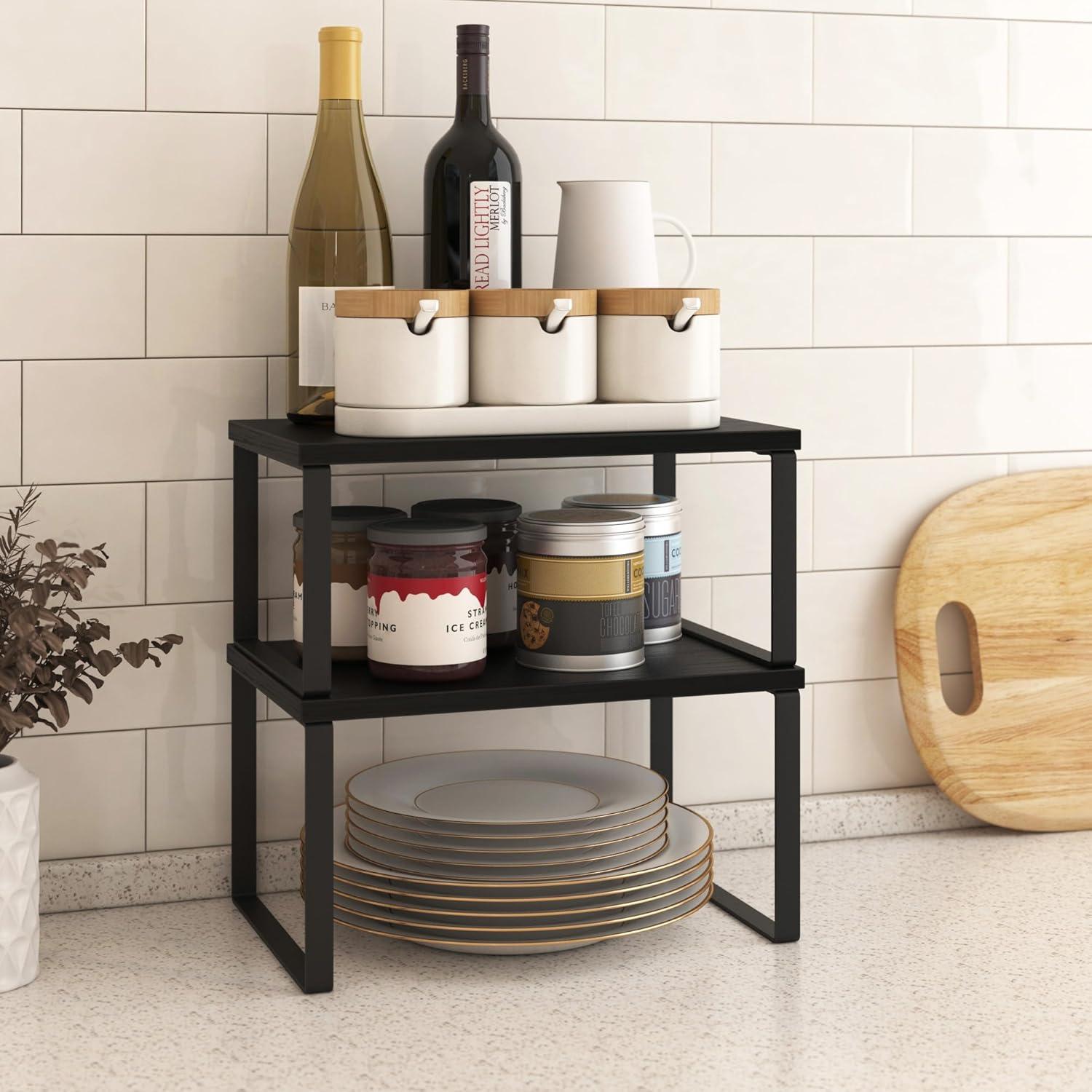 Juego de 4 Estantes Organizadores de Cocina Selefrecos Negro