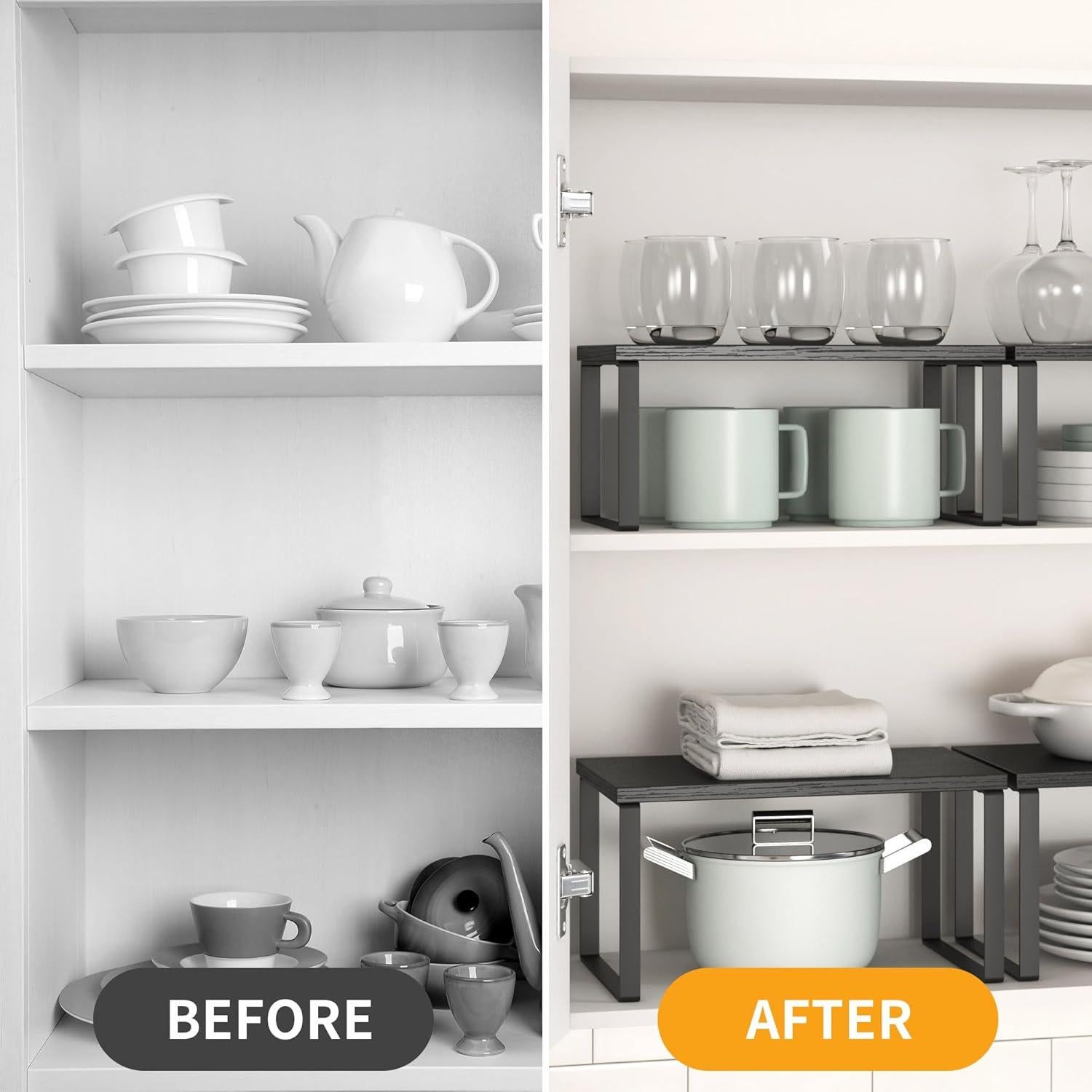 Juego de 4 Estantes Organizadores de Cocina Selefrecos Negro