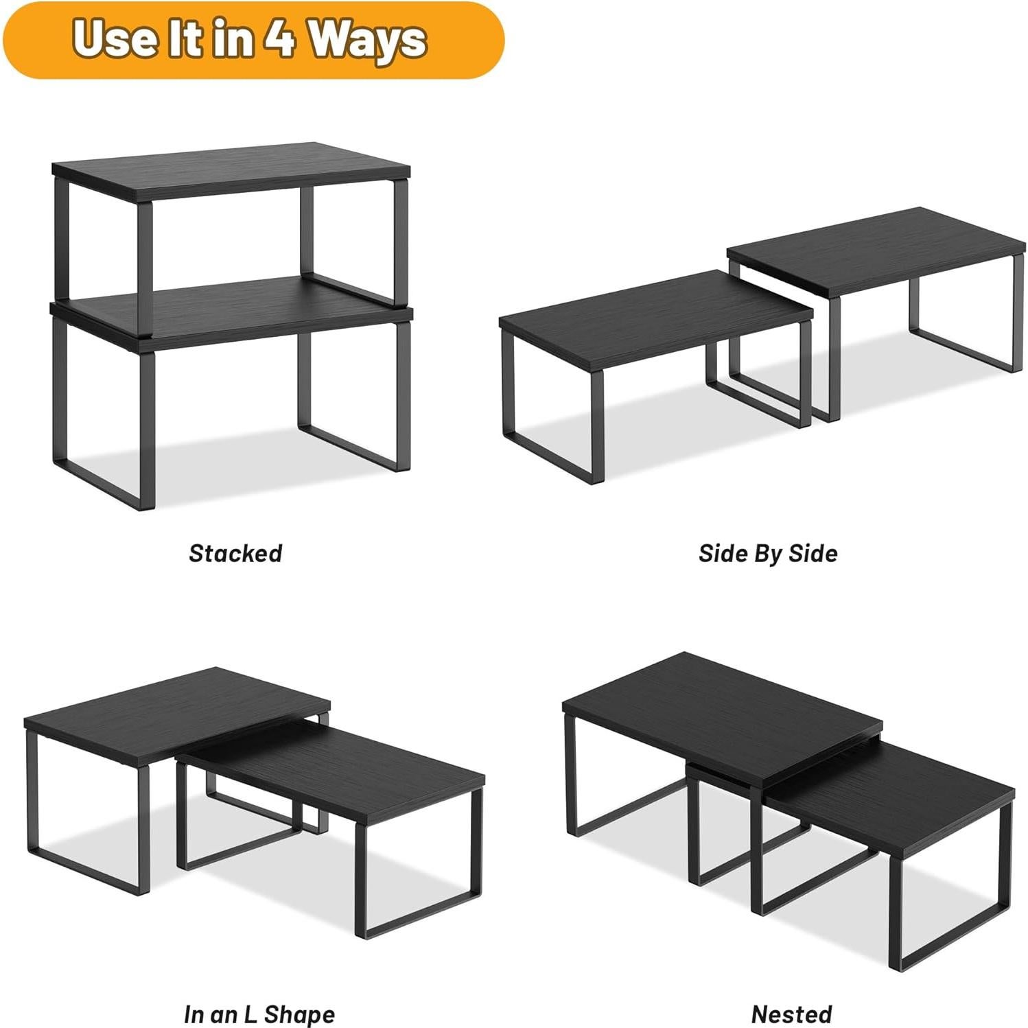Juego de 4 Estantes Organizadores de Cocina Selefrecos Negro