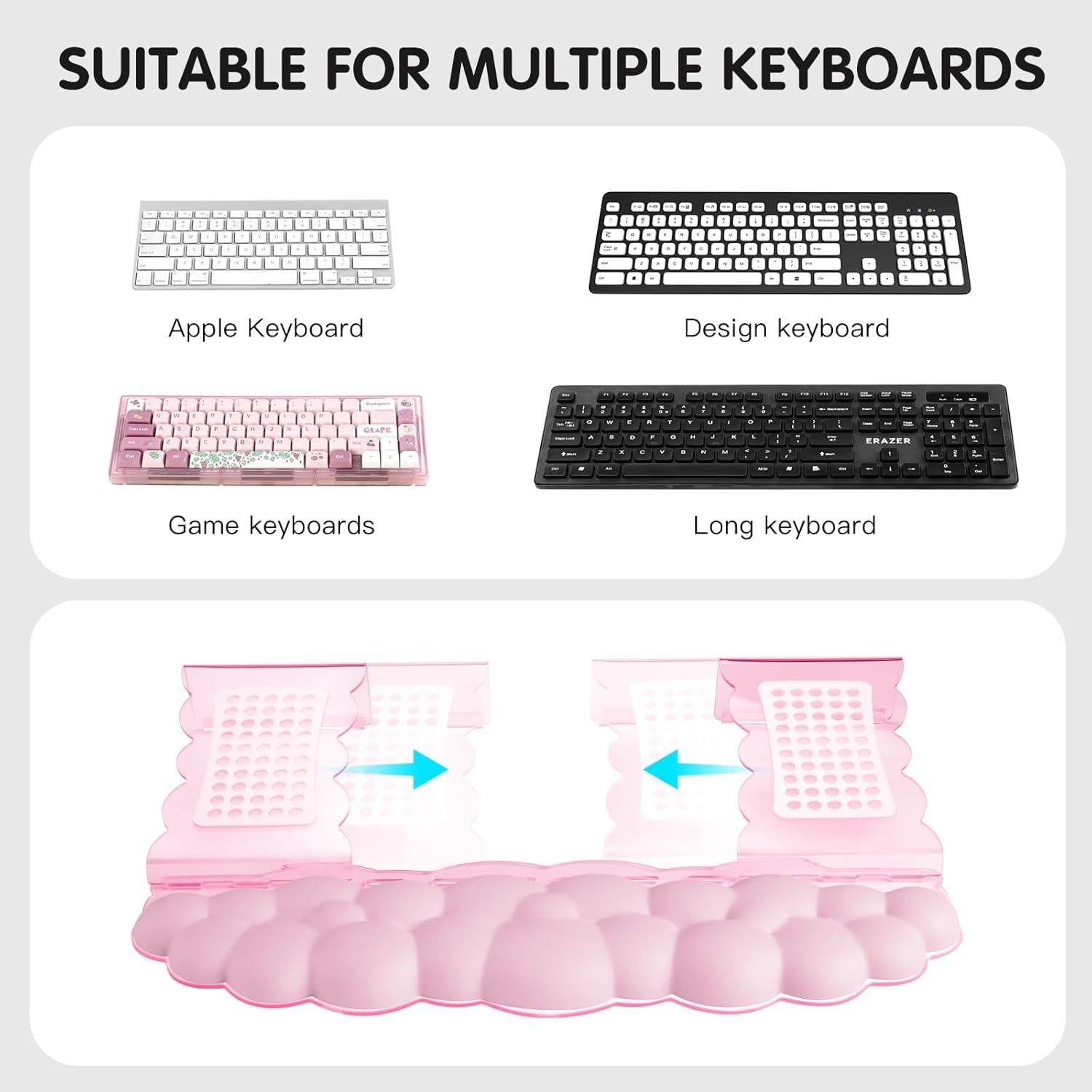 Reposamuñecas Ergonómico RQUOIRE Nube Rosa Ajustable 24.8-42.8cm