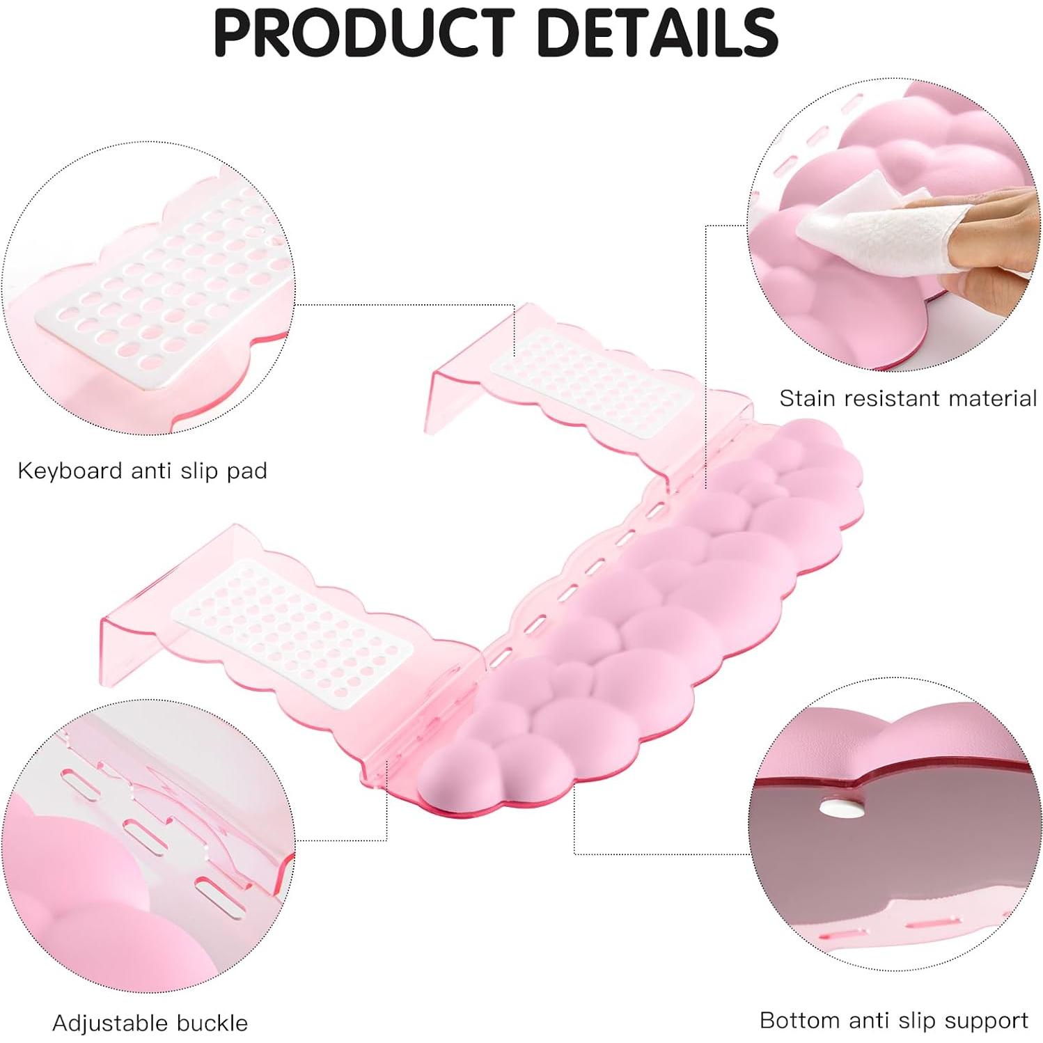 Reposamuñecas Ergonómico RQUOIRE Nube Rosa Ajustable 24.8-42.8cm