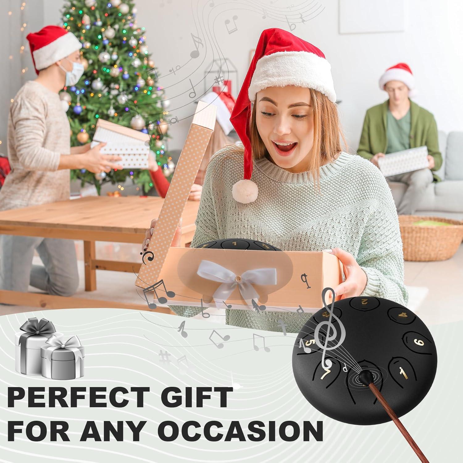 Tambor de Lengua de Acero 15 cm Lidguni 8 Notas Negro