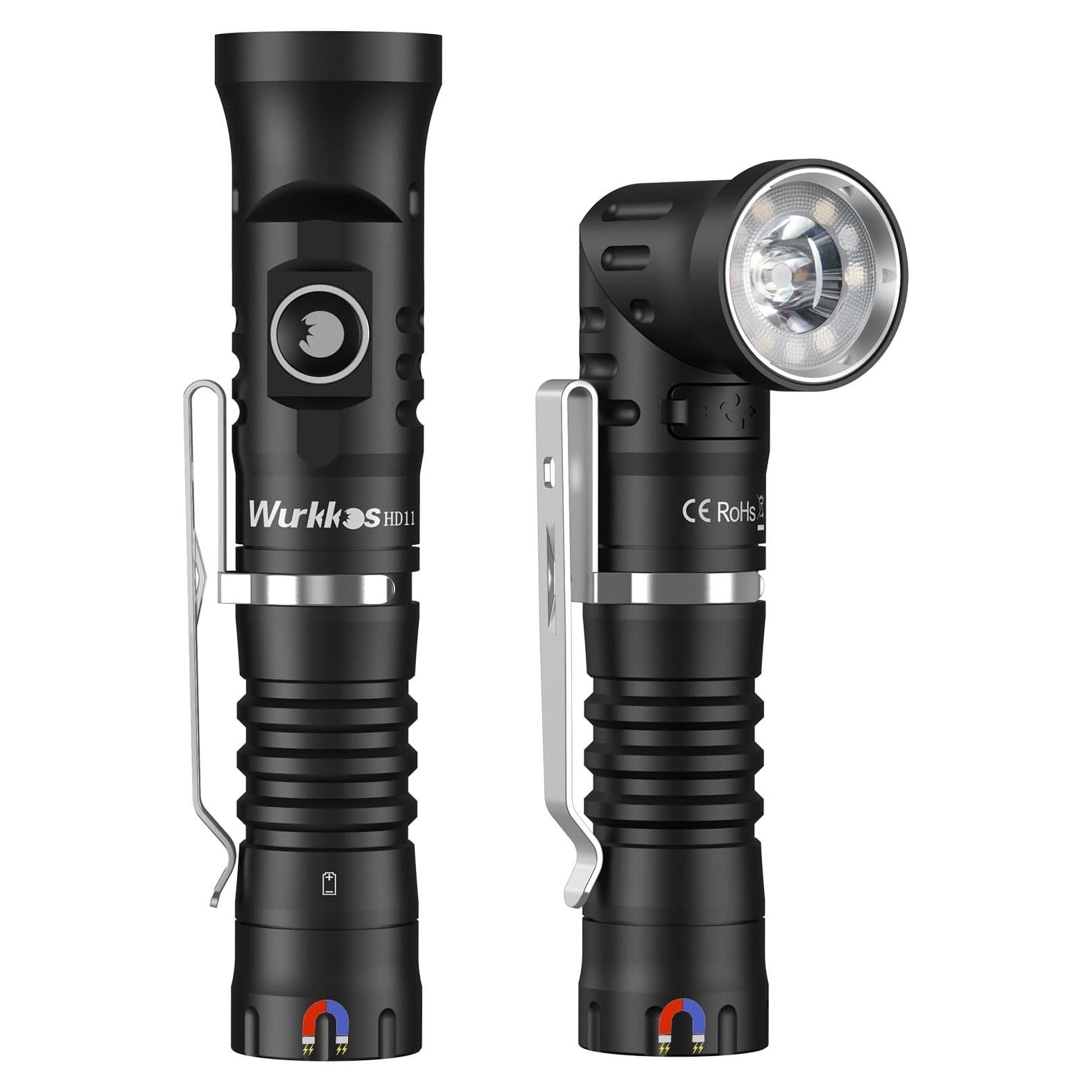 Linterna Wurkkos HD11 1800 Lúmenes IP68 Luz Roja 90 Grados