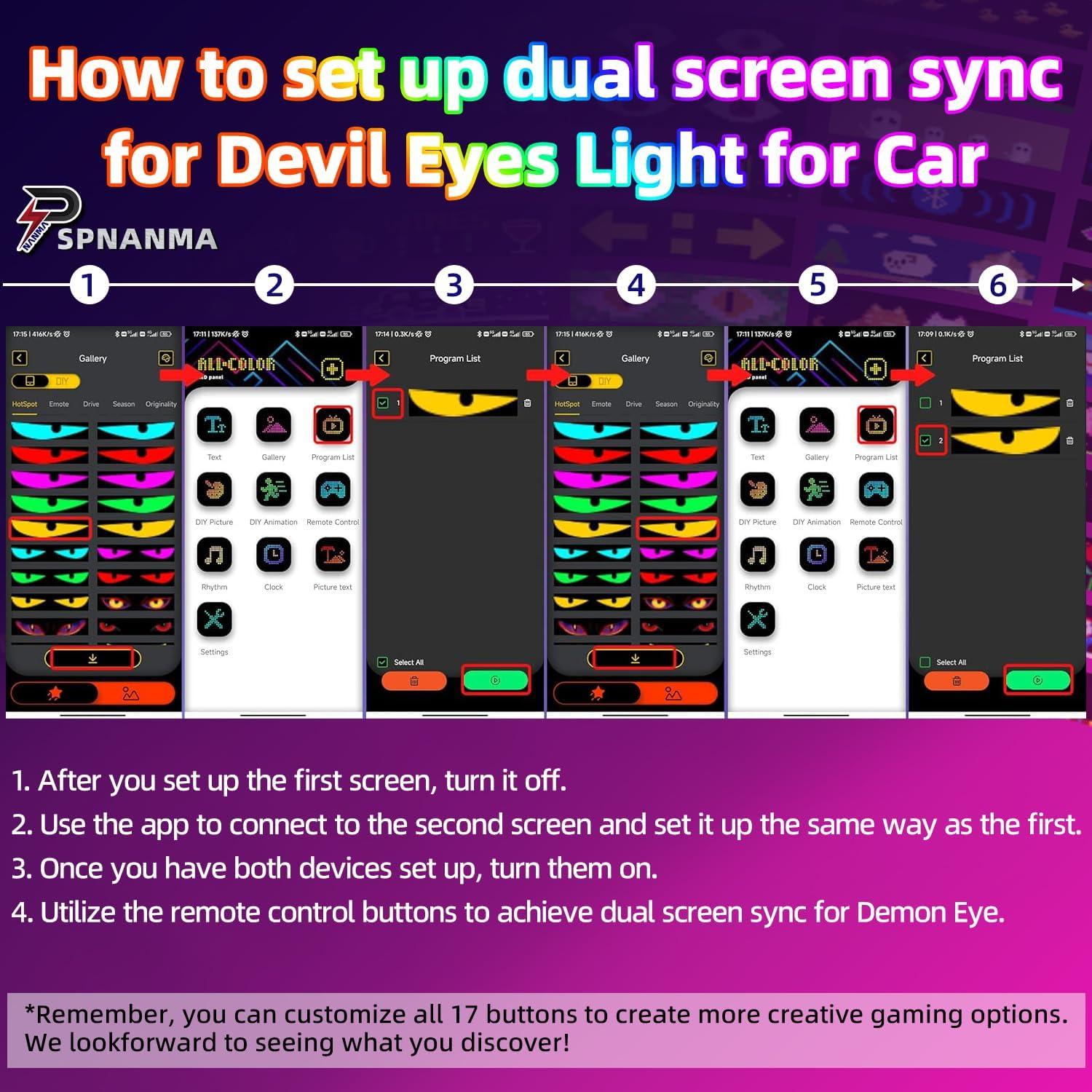 Ojos Diabólicos LED Programables SPNANMA 2 Piezas 35.56 cm