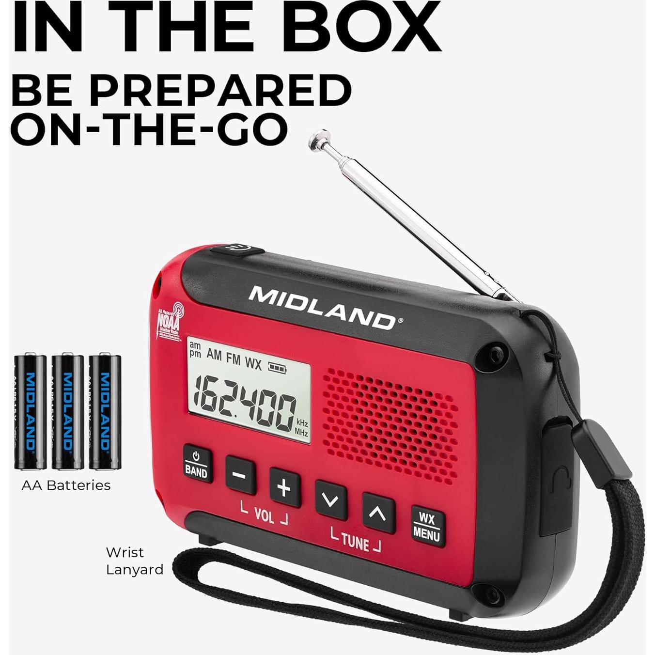 Radio Meteorológica Midland ER10VP con Linterna y Alerta SOS