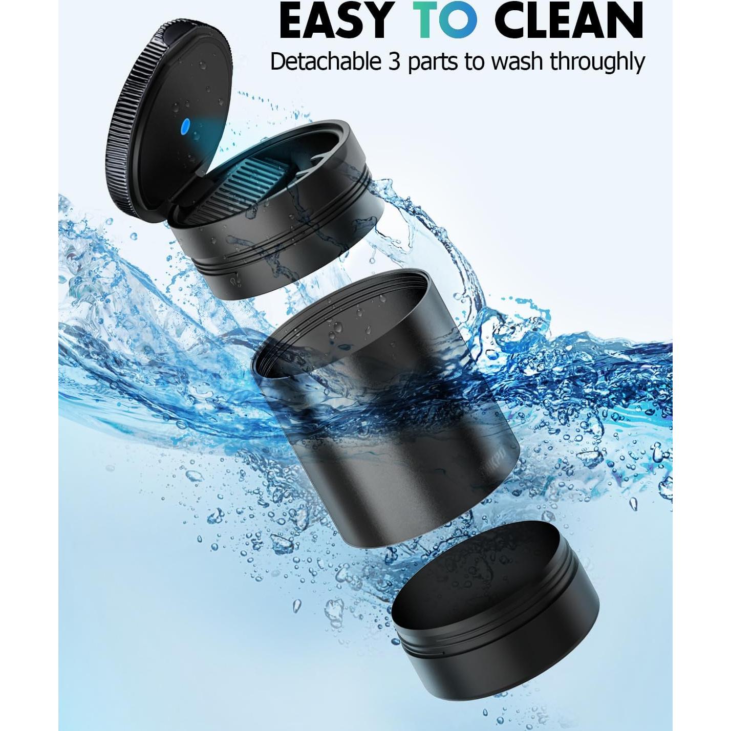 Cenicero de Coche THIKPO A6 con Tapa y Luz LED, Acero Inoxidable