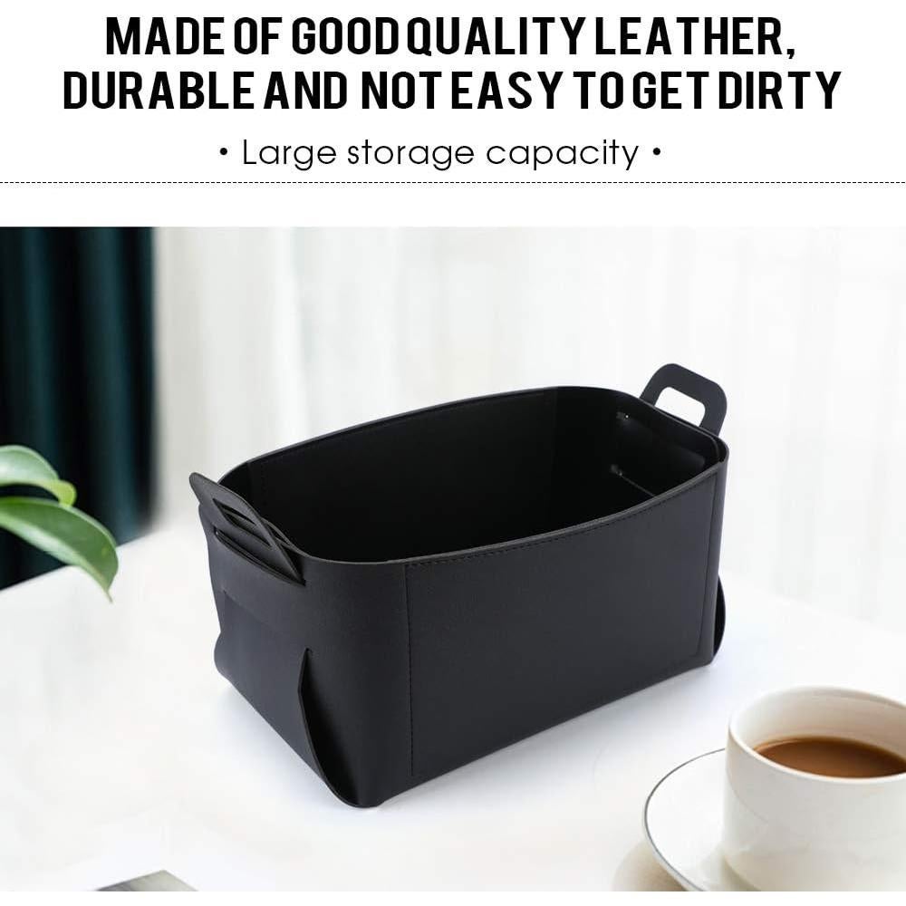 Leather Valet Tray, Jewelry Tray, Catchall Tray, Desktop Storage Organizer, Bedside Caddy for Men Key Wallet Watch Coin Phone Change, Candy Holder Sundries Tray, Convenient for Travel (Black 1)