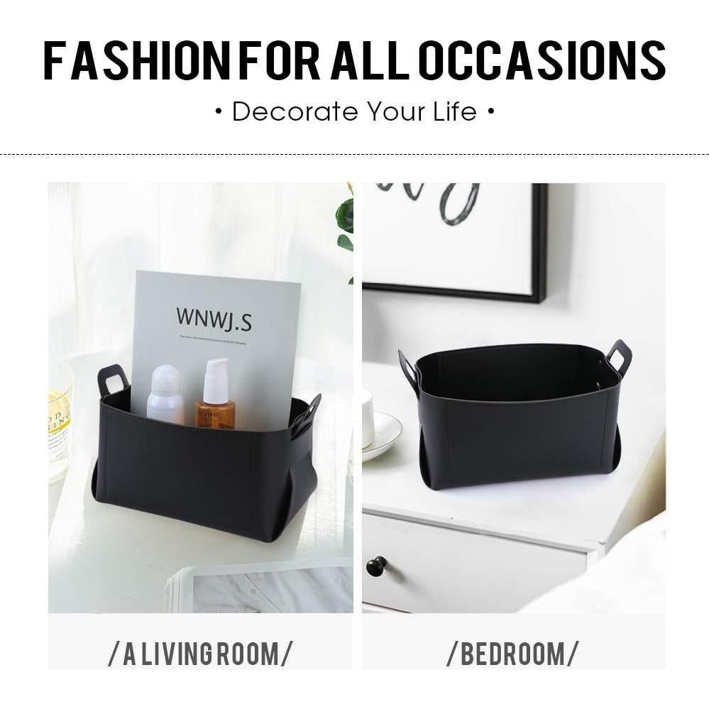 Leather Valet Tray, Jewelry Tray, Catchall Tray, Desktop Storage Organizer, Bedside Caddy for Men Key Wallet Watch Coin Phone Change, Candy Holder Sundries Tray, Convenient for Travel (Black 1)