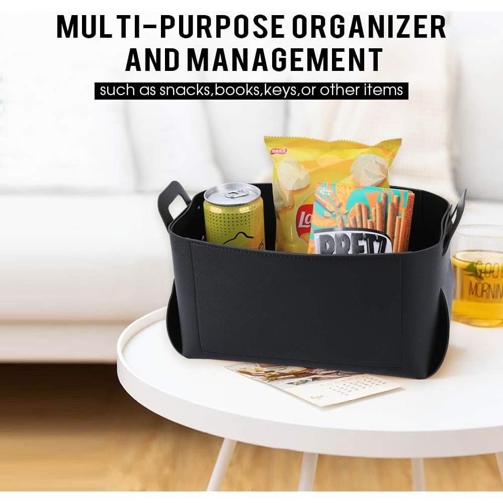 Leather Valet Tray, Jewelry Tray, Catchall Tray, Desktop Storage Organizer, Bedside Caddy for Men Key Wallet Watch Coin Phone Change, Candy Holder Sundries Tray, Convenient for Travel (Black 1)