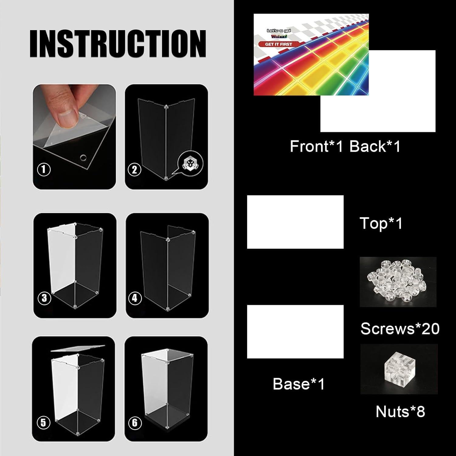 Caja de Exhibición Acrílica NAOCARD para Lego 72037 Mario Kart