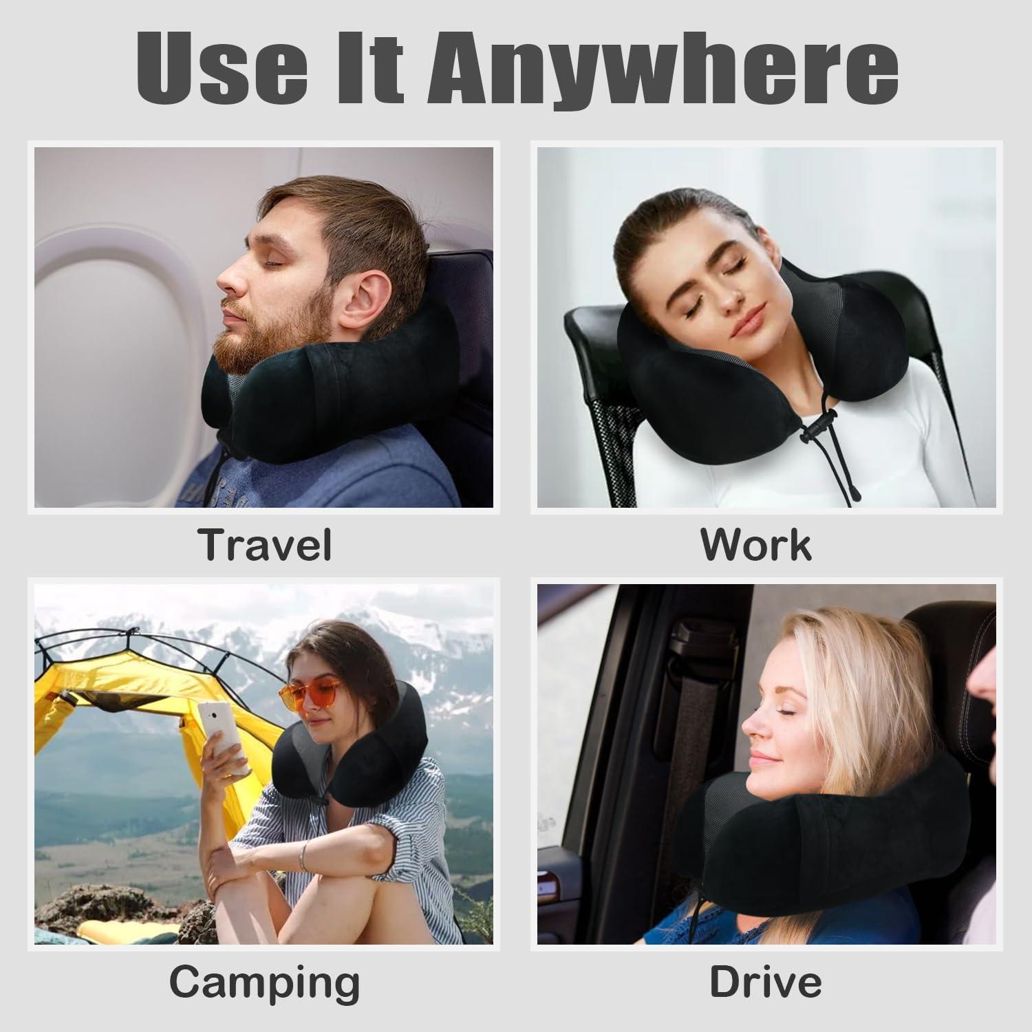 Almohada de Viaje Elvodosia de Espuma Viscoelástica Negra