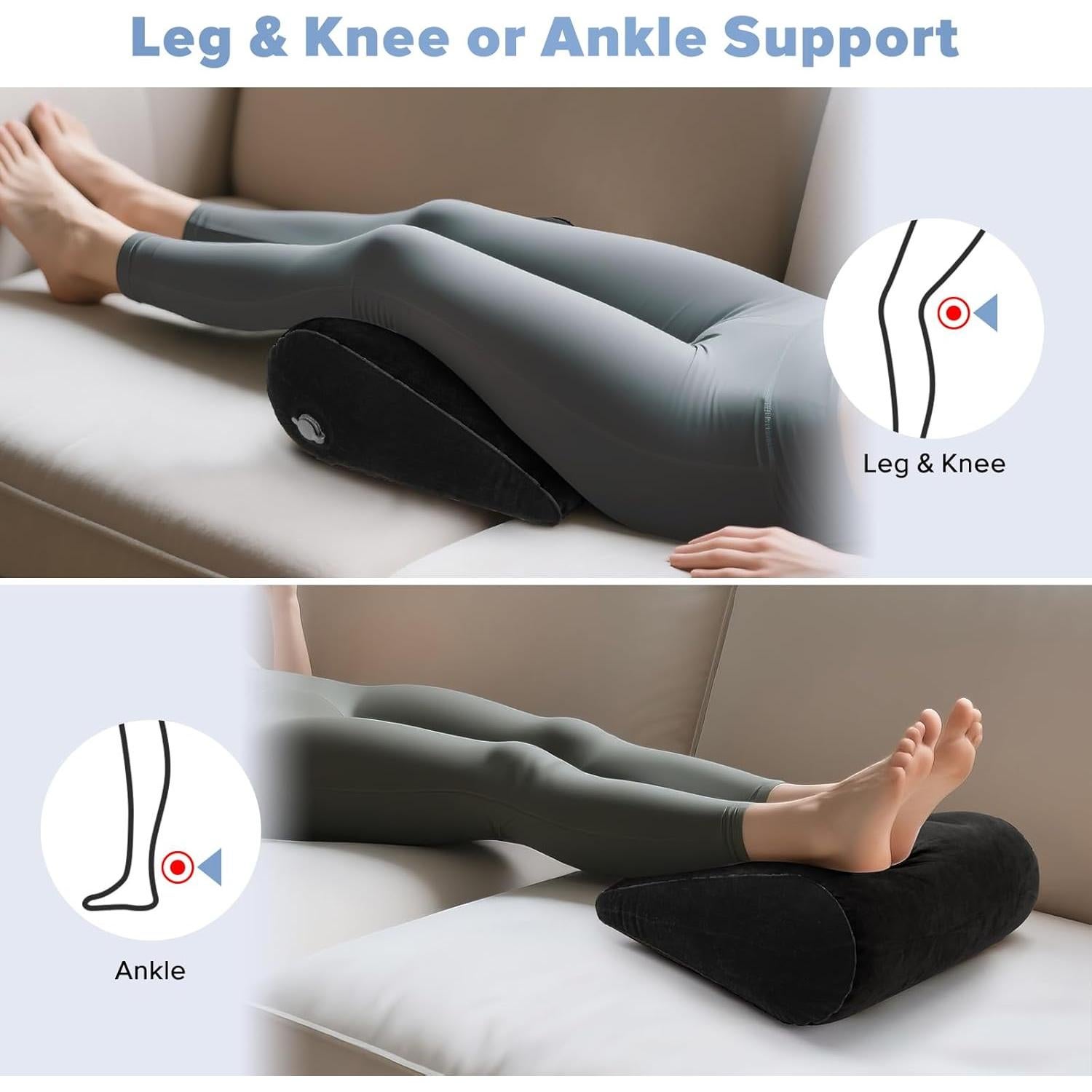 Cojín Inflable en Cuña USHMA para Viajar y Dormir - Negro