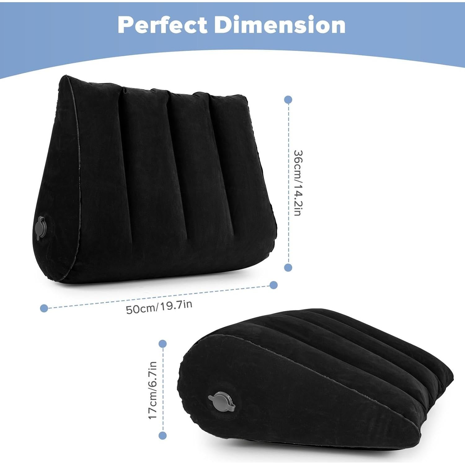 Cojín Inflable en Cuña USHMA para Viajar y Dormir - Negro