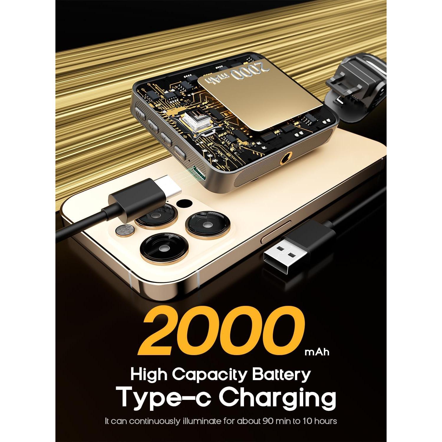 Anillo de Luz Selfie Portátil 128 LED - Clip Magnético Negro