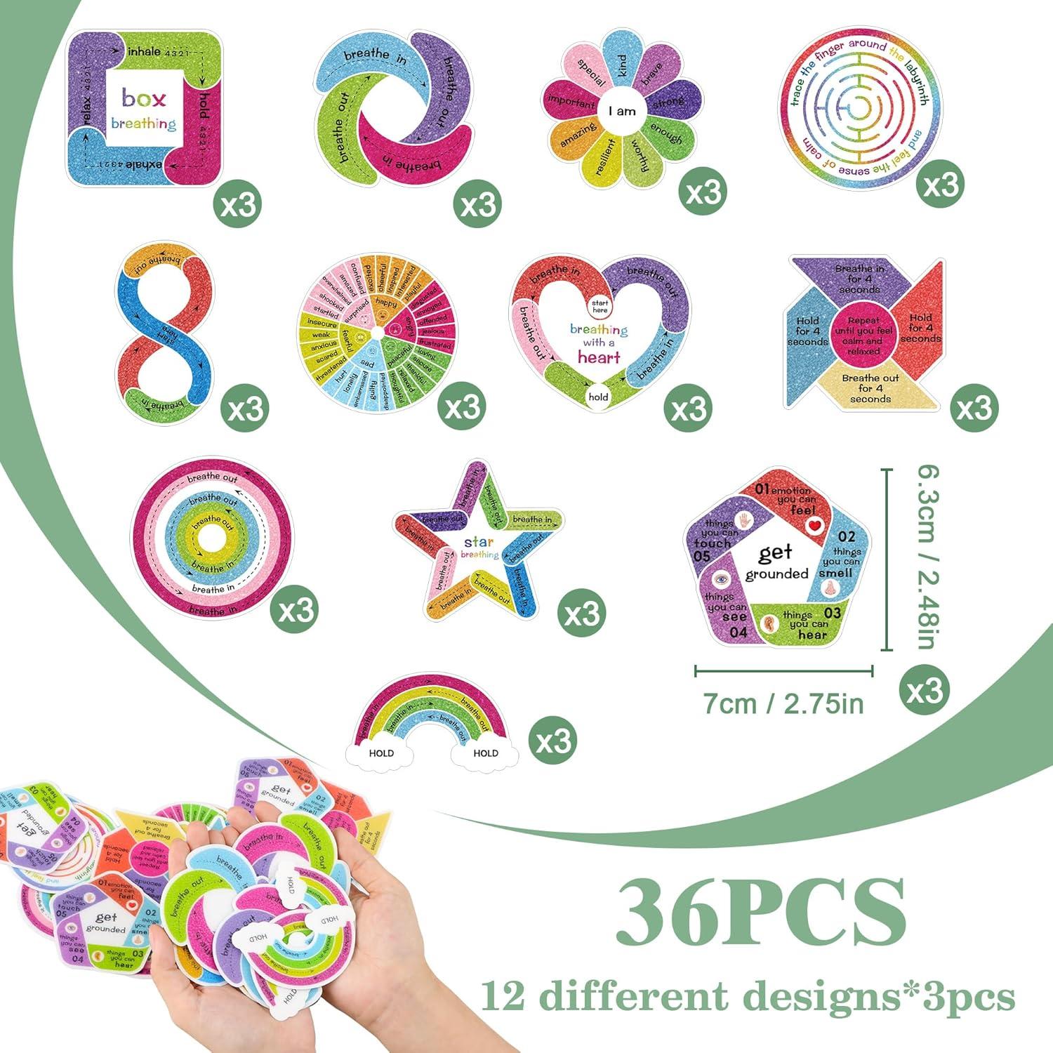 36 Stickers Calmantes Sensoriales Sondeng para Alivio de Ansiedad