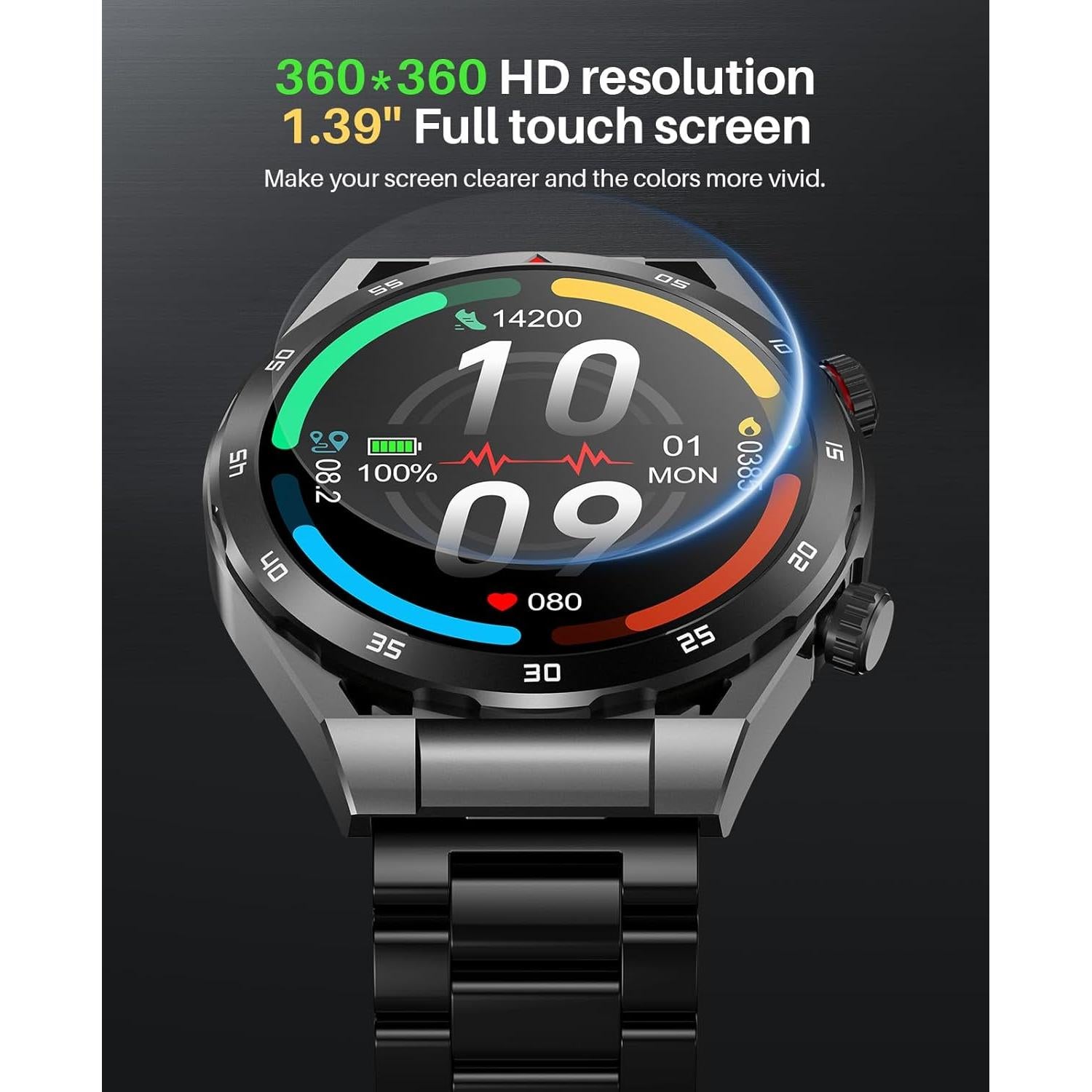 Reloj Inteligente EarlySincere T80 para Hombres - Monitoreo Salud