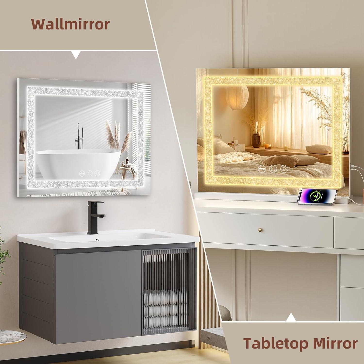 Espejo de Tocador Fenair LED 58x46 cm con Carga USB y 10X