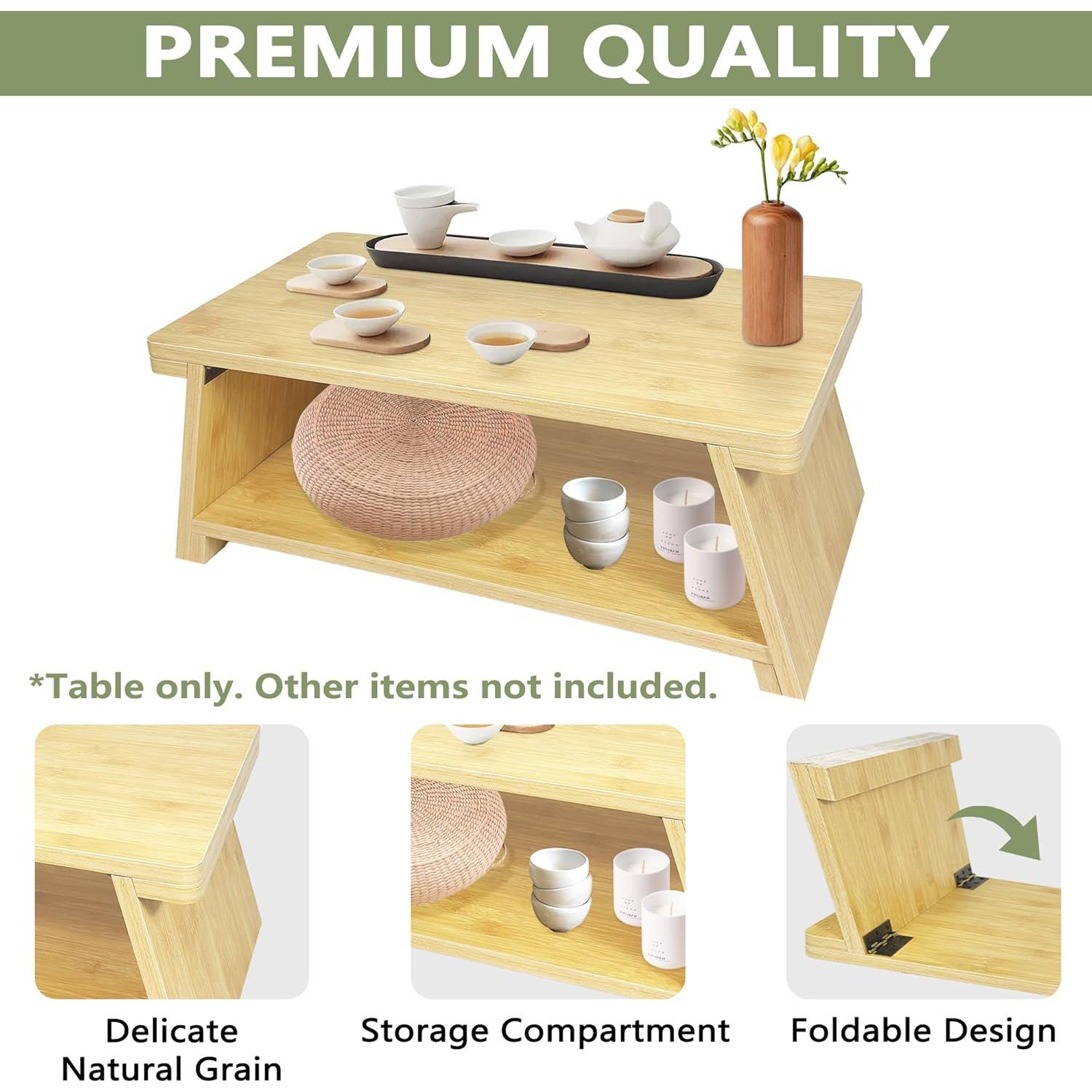 Mesa de Meditación Plegable Koretech Color Bambú 22.86 cm