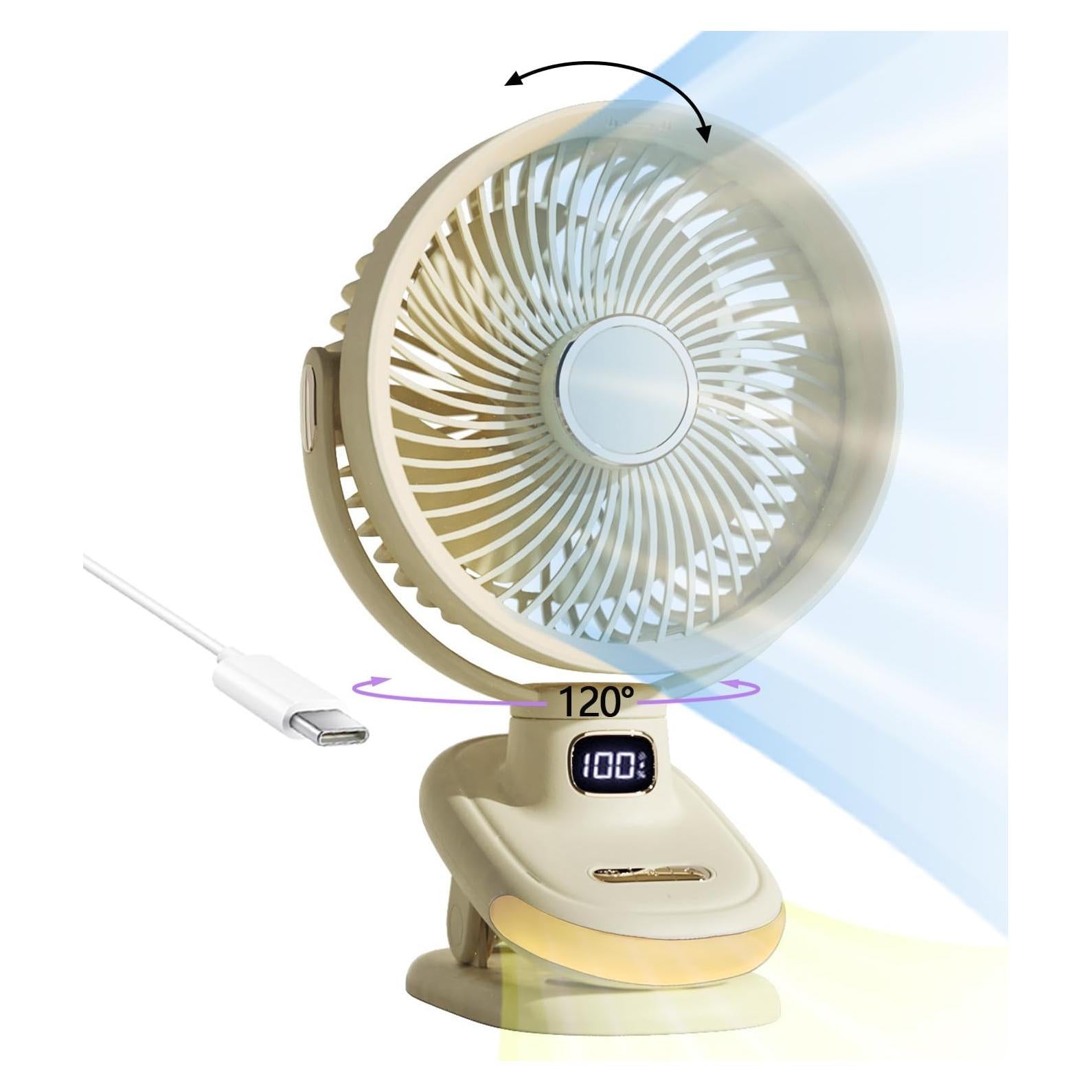 Ventilador de mesa recargable Earthuses 10" 5 velocidades USB