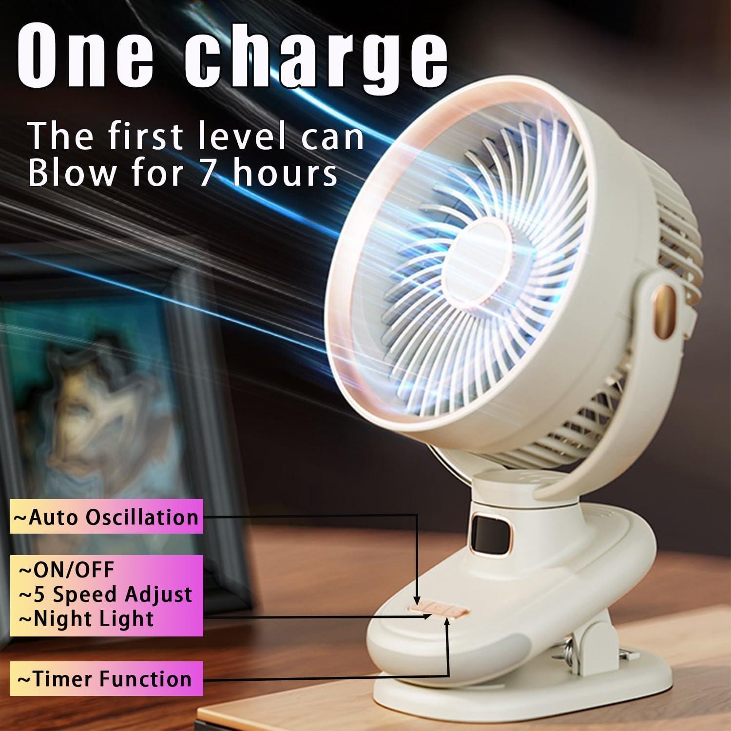 Ventilador de mesa recargable Earthuses 10" 5 velocidades USB