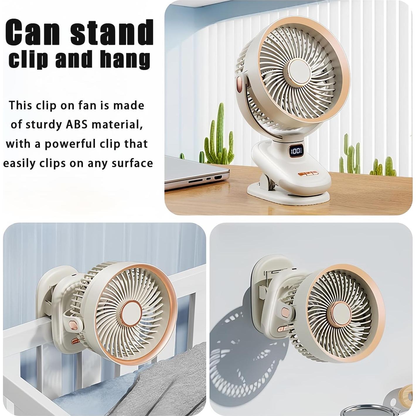 Ventilador de mesa recargable Earthuses 10" 5 velocidades USB